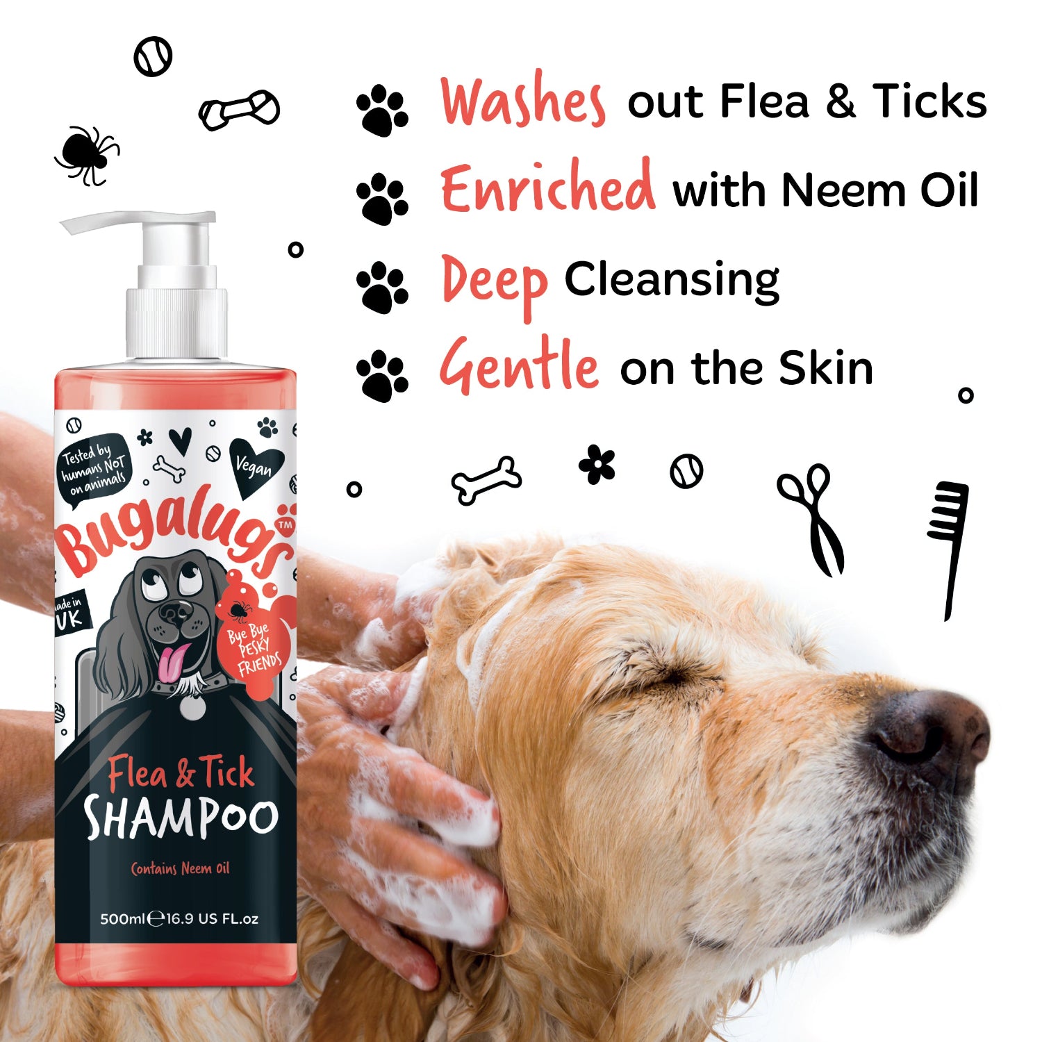 bugalugs-floh-zeckenshampoo-mit-neem-l-f-r-hunde-und-welpen image 3