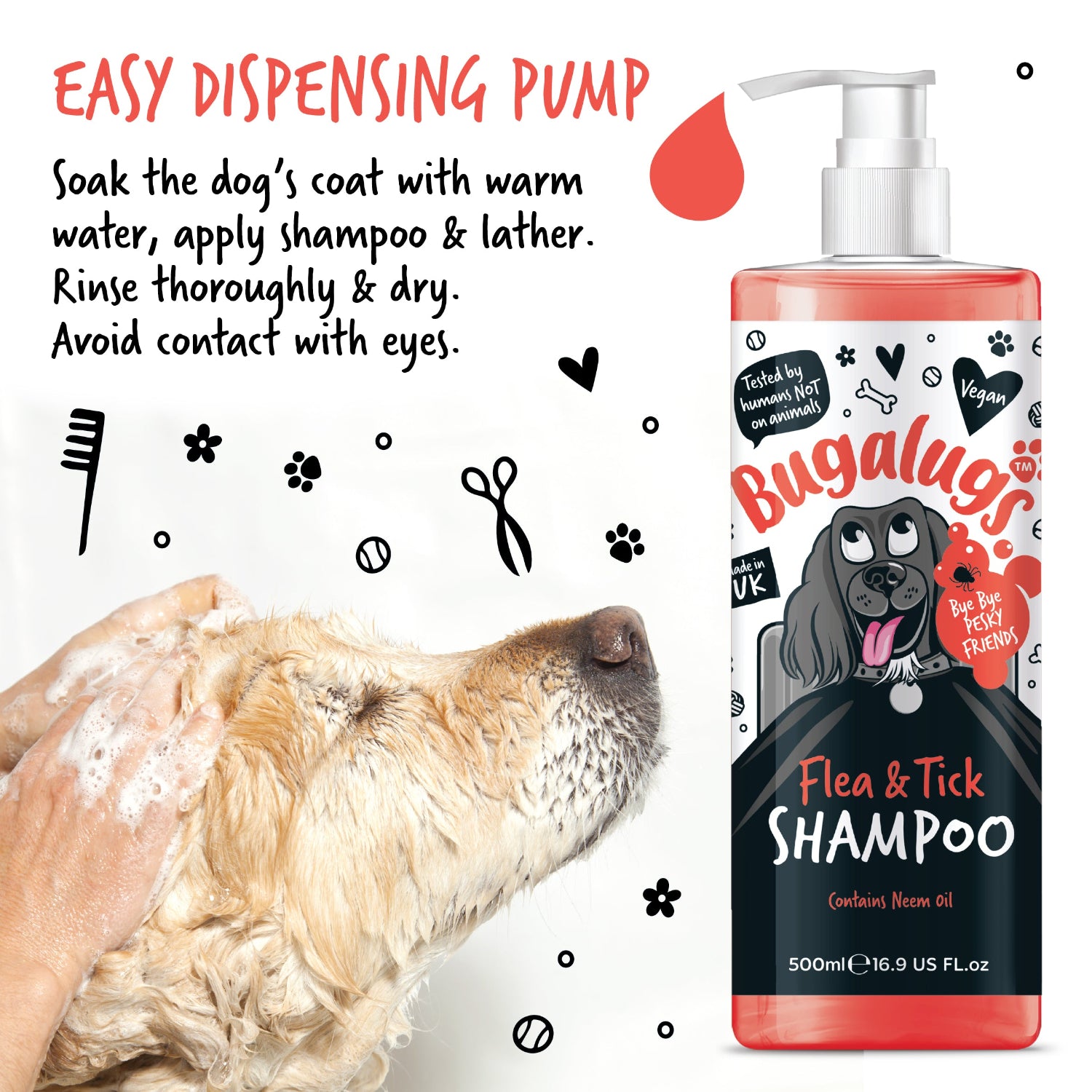 bugalugs-floh-zeckenshampoo-mit-neem-l-f-r-hunde-und-welpen image 5