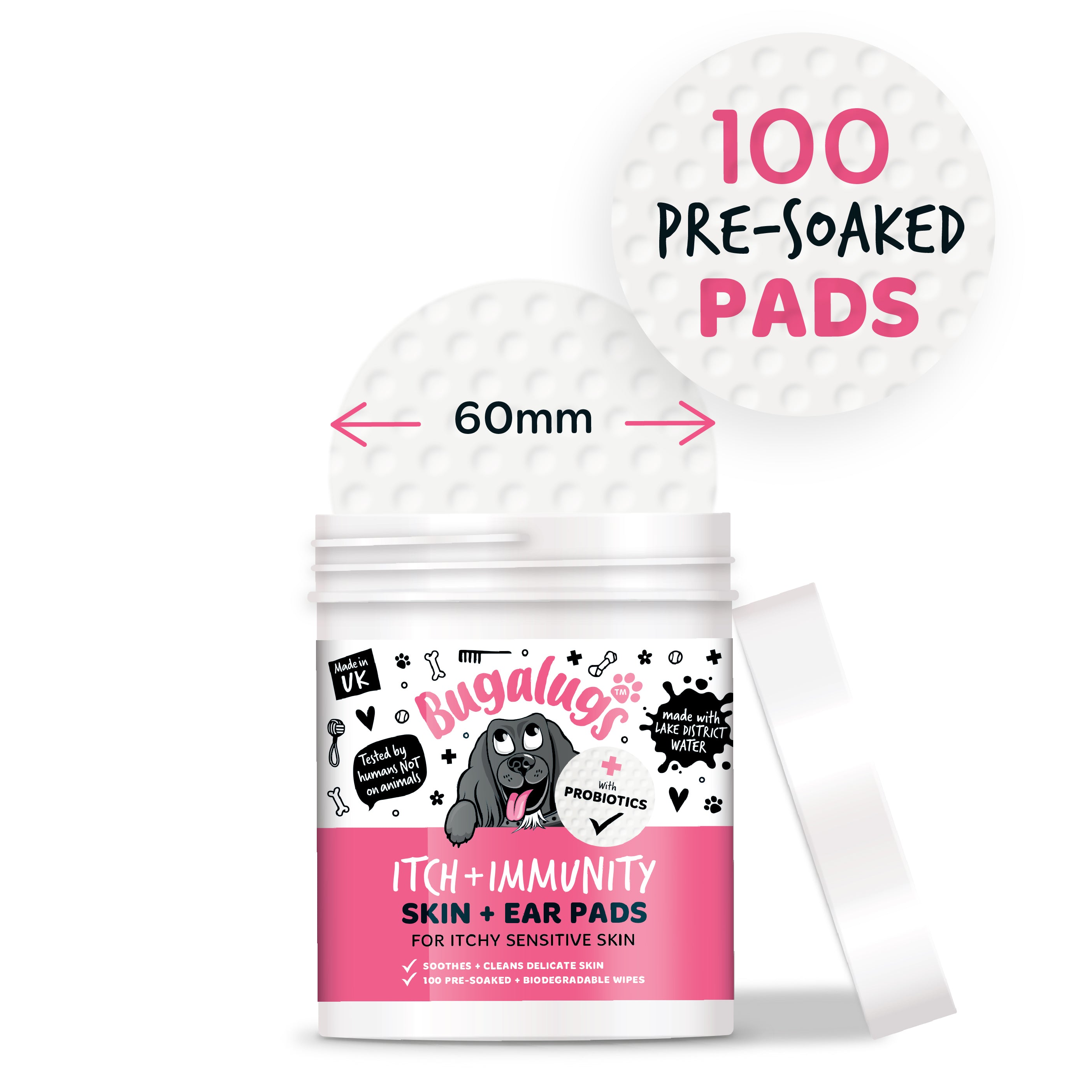 bugalugs-itch-immunity-skin-ear-pads-vorgefeuchtete-pads-zur-sanften-reinigung-v image 2