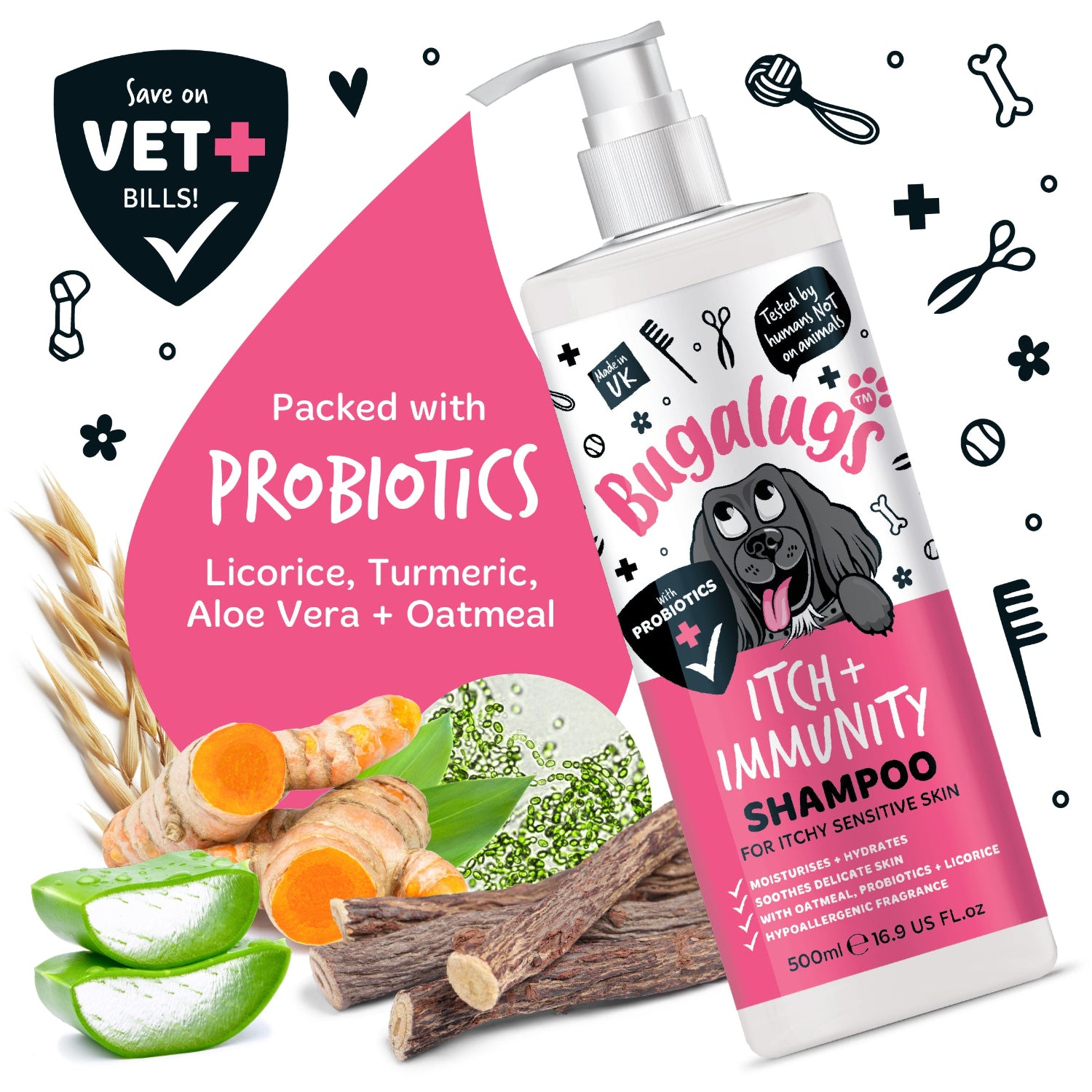 bugalugs-itch-immunity-shampoo-hundeshampoo-gegen-juckreiz-mit-probiotika-aloe-h image 3