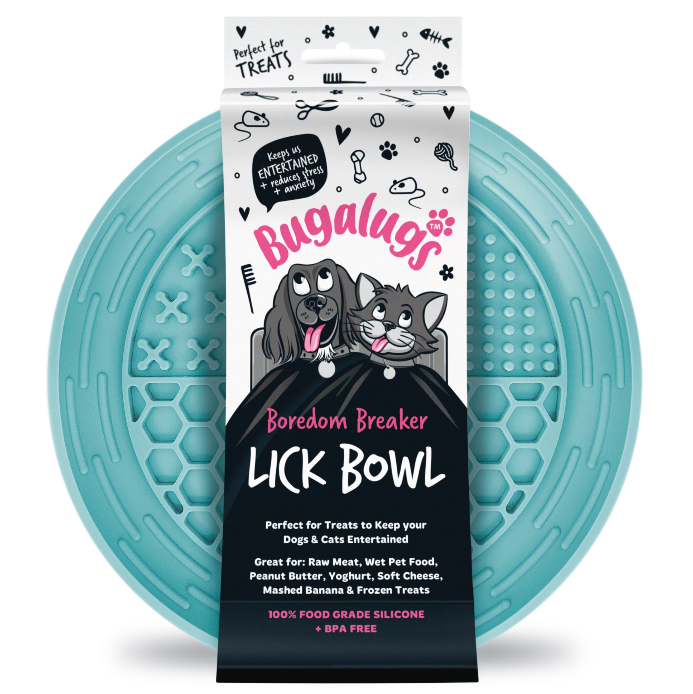 bugalugs-lick-bowl-for-dogs-cats-blue-lecknapf-besch-ftigungsnapf-gegen-langewei image 1