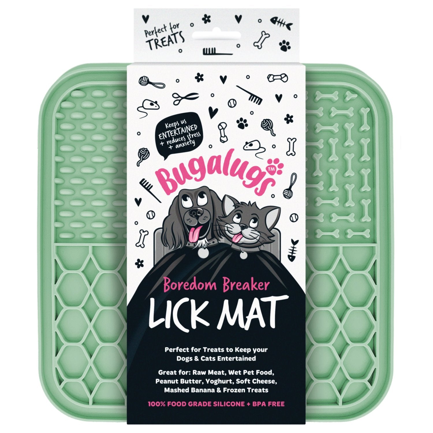 bugalugs-boredom-breaker-lick-mat-f-r-hunde-katzen-gr-n-texturierte-leckmatte-ge image 1