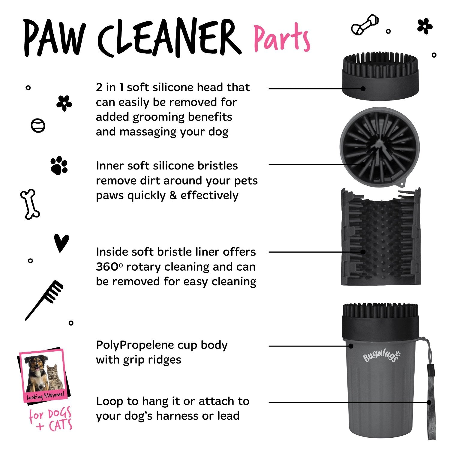 bugalugs-paw-cleaner-cup-schwarz-gr-e-m-pfotenreiniger-becher-f-r-hunde-katzen image 7