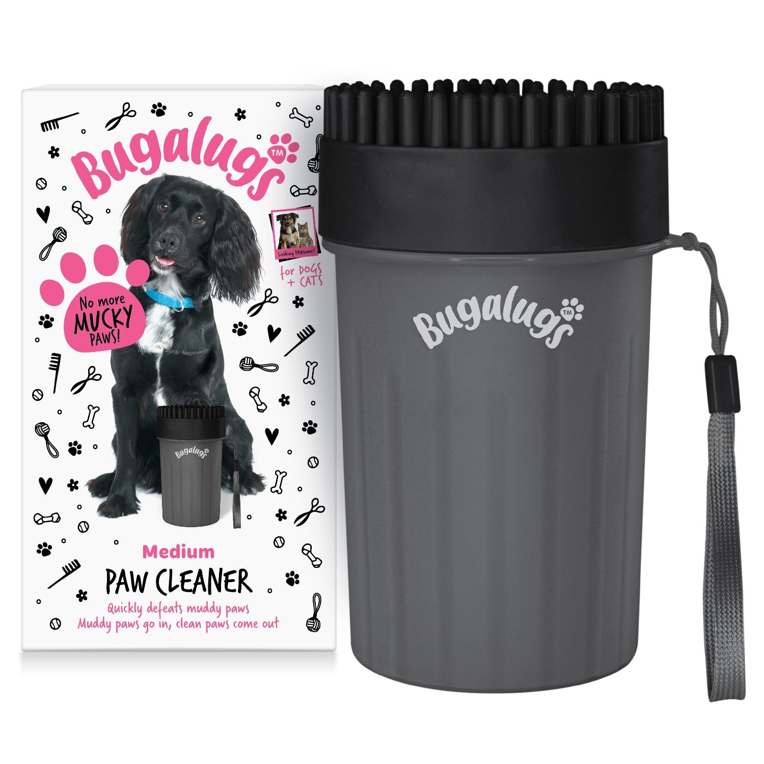 bugalugs-paw-cleaner-cup-schwarz-gr-e-m-pfotenreiniger-becher-f-r-hunde-katzen image 1