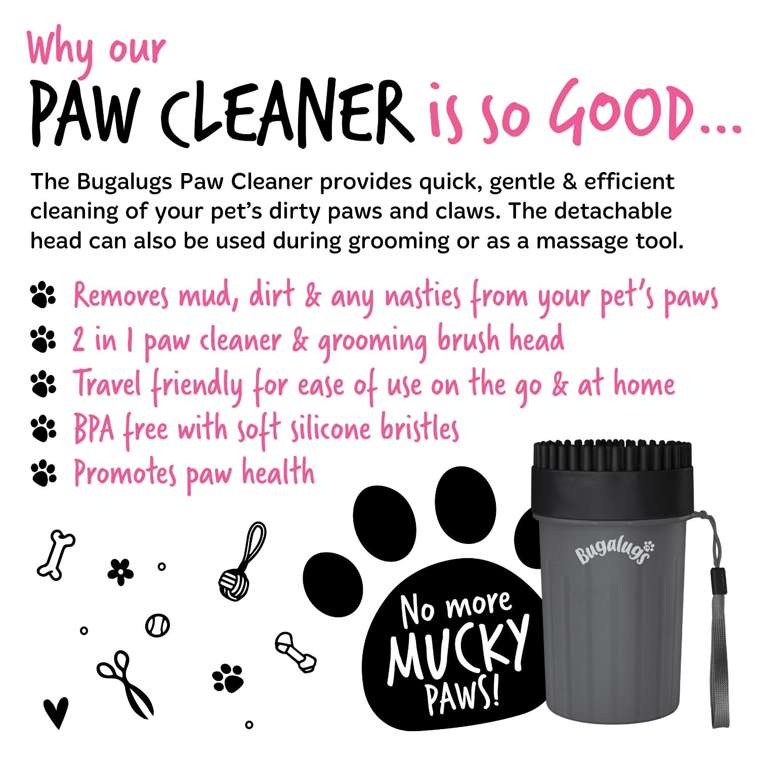 bugalugs-paw-cleaner-cup-schwarz-gr-e-m-pfotenreiniger-becher-f-r-hunde-katzen image 2