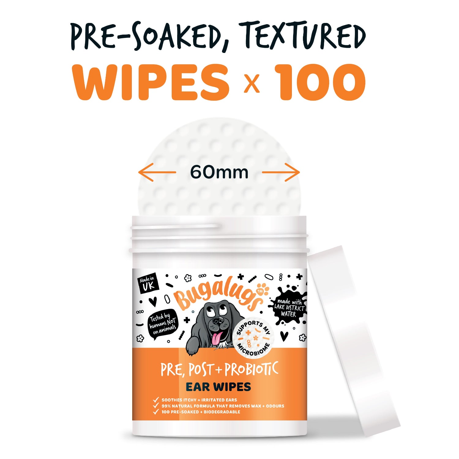 bugalugs-pre-post-probiotic-ear-wipes-f-r-hunde-ohrreinigungst-cher-mit-aloe-ver image 2