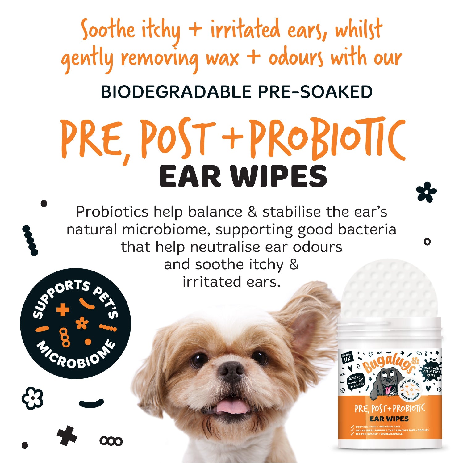 bugalugs-pre-post-probiotic-ear-wipes-f-r-hunde-ohrreinigungst-cher-mit-aloe-ver image 5