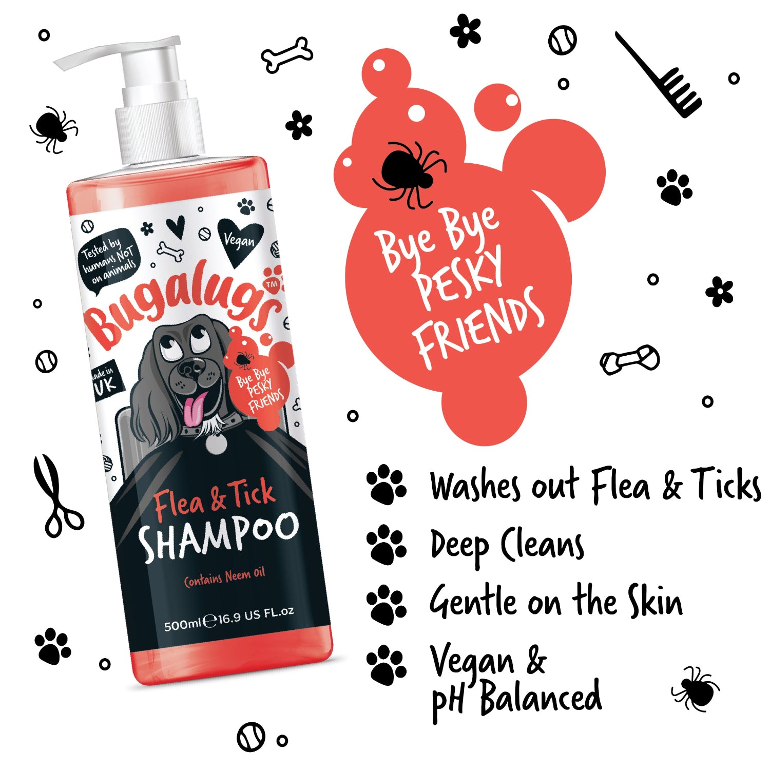 bugalugs-floh-zeckenshampoo-mit-neem-l-f-r-hunde-und-welpen image 2