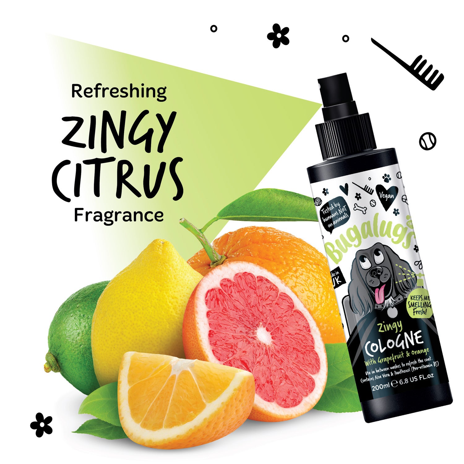 bugalugs-zingy-dog-cologne-hundeparf-m-deospray-mit-grapefruit-orange image 2