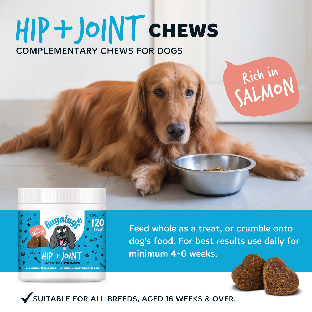 bugalugs-hip-joint-care-supplement-chews-f-r-hunde-gelenk-kausticks-mit-glucosam image 2