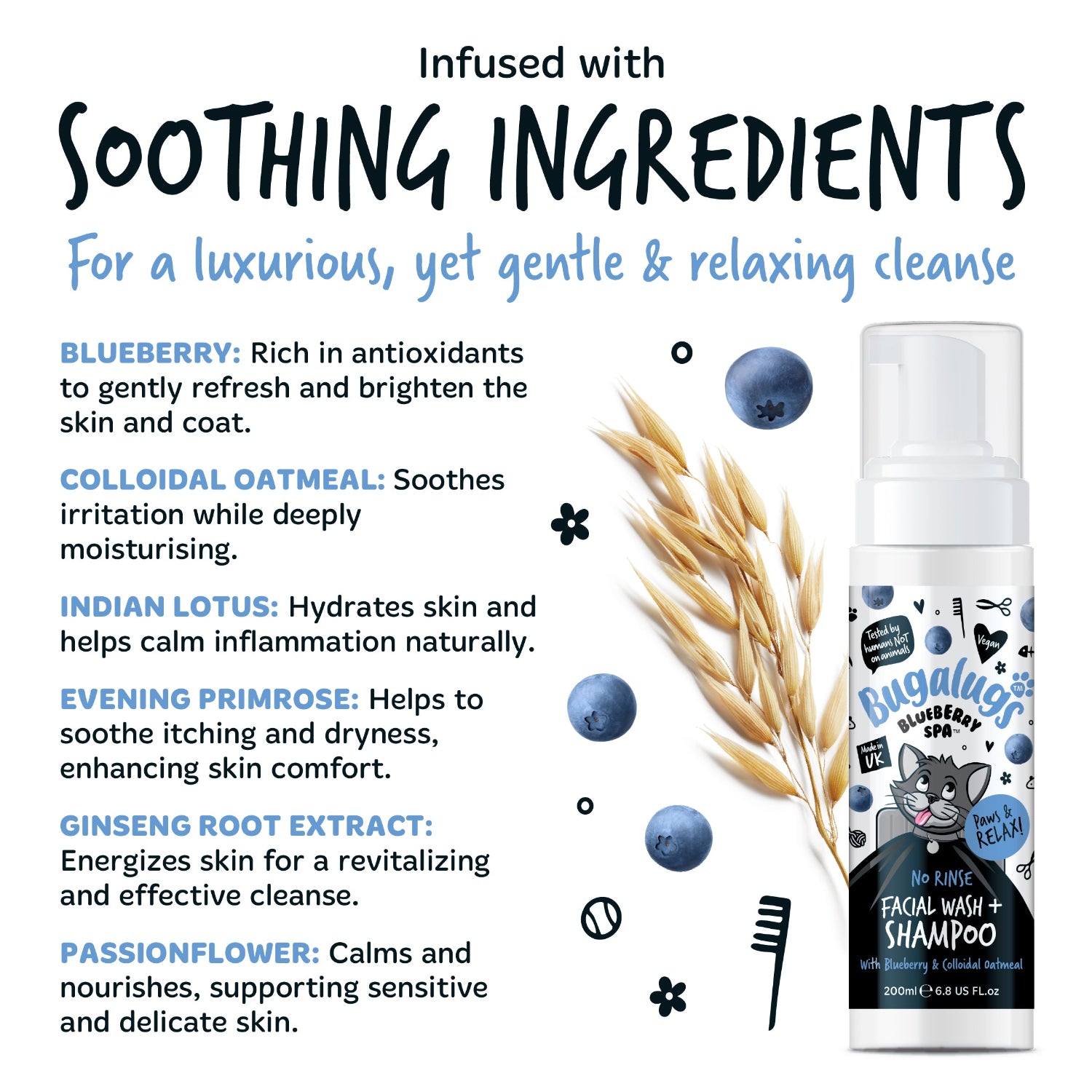 bugalugs-blueberry-spa-no-rinse-facial-wash-shampoo-f-r-katzen-waschfreie-pflege image 3