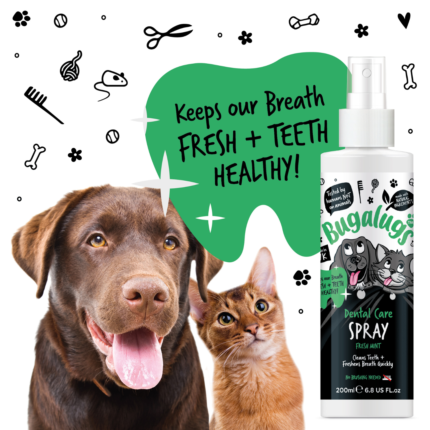 bugalugs-fresh-mint-dental-care-spray-f-r-hunde-katzen-mundpflege-ohne-zahnb-rst image 2