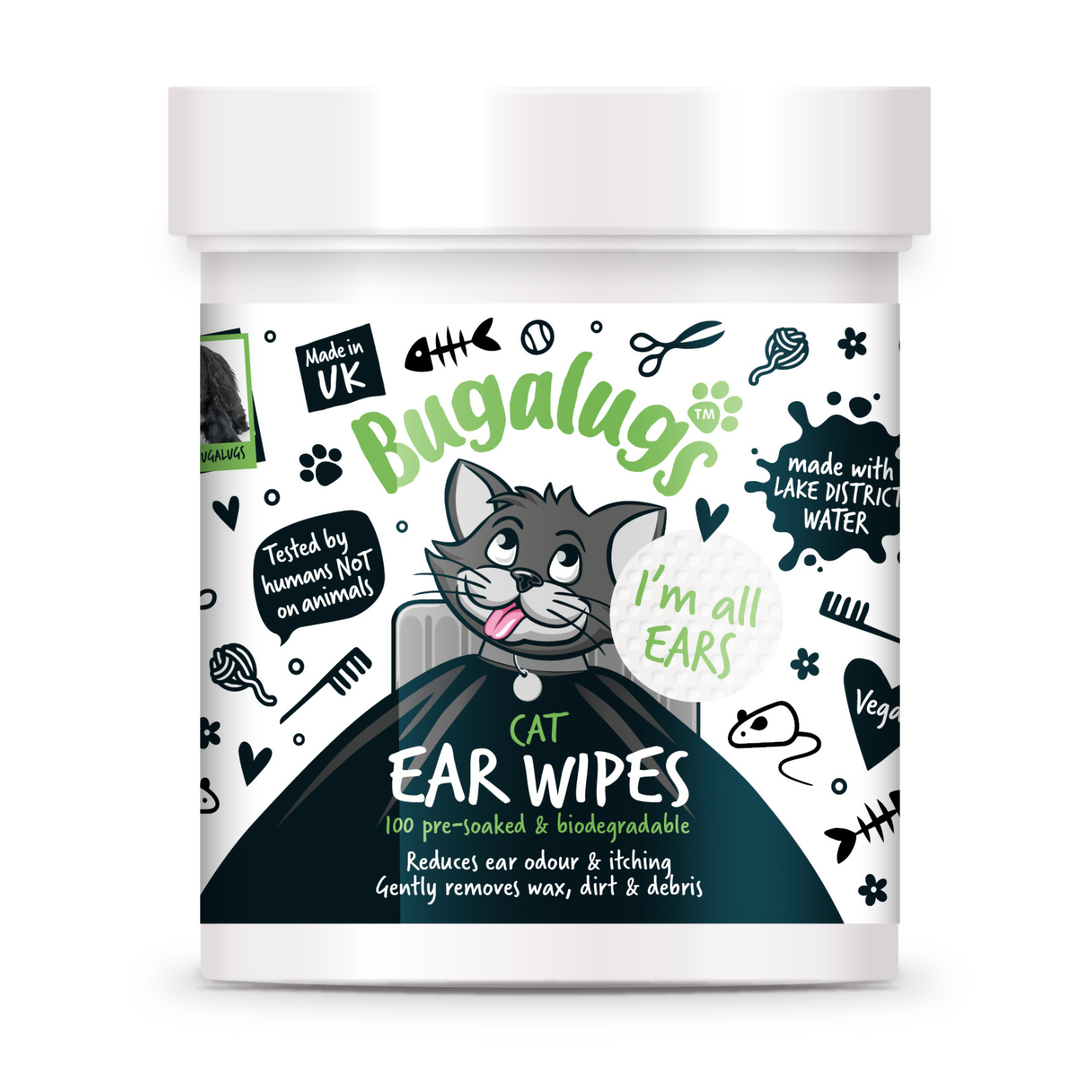 bugalugs-cat-ear-wipes-100-vorgereinigte-biologisch-abbaubare-ohrt-cher-f-r-katz image 1