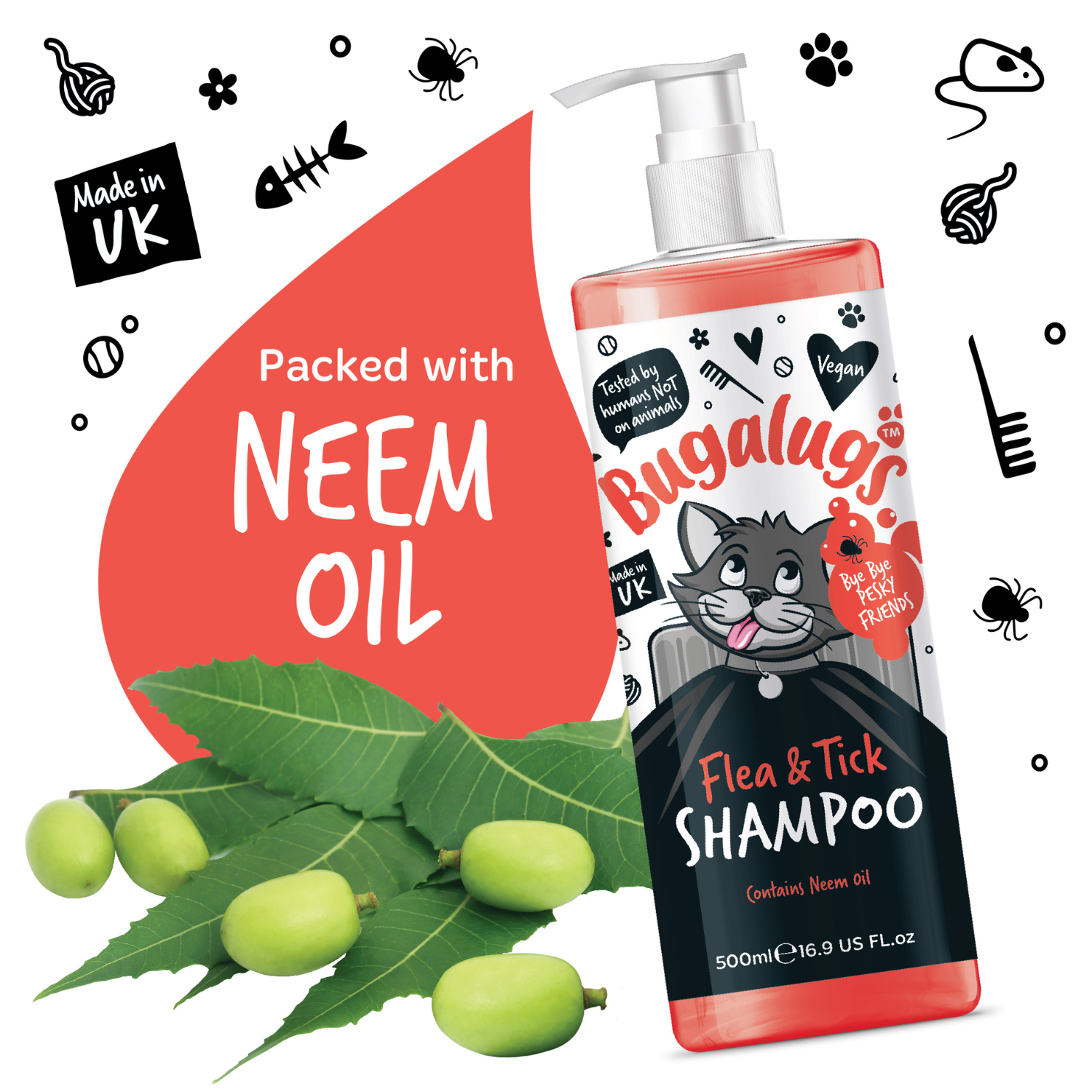 bugalugs-floh-zecken-katzen-shampoo-mit-neem-l-wirksame-parasitenpflege-mit-20-m image 2