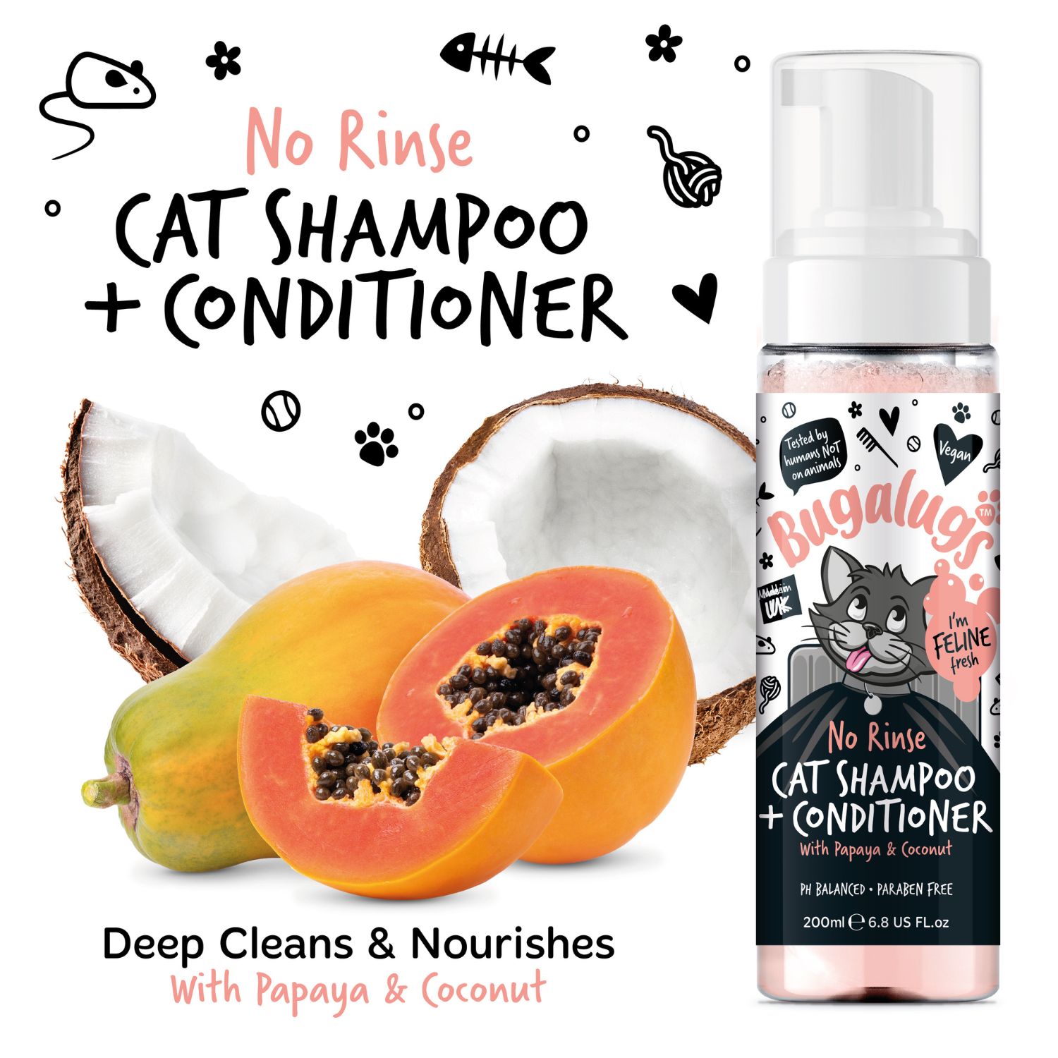 bugalugs-papaya-coconut-no-rinse-2-in-1-katzenshampoo-conditioner-trockenpflege- image 3