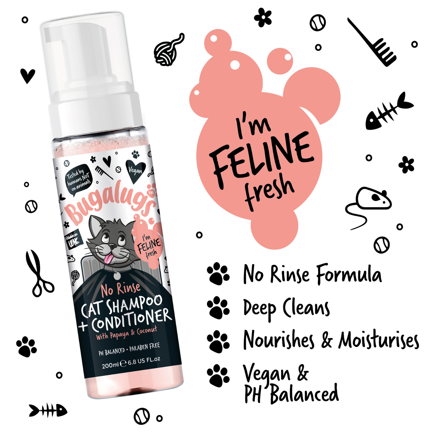 bugalugs-papaya-coconut-no-rinse-2-in-1-katzenshampoo-conditioner-trockenpflege- image 5