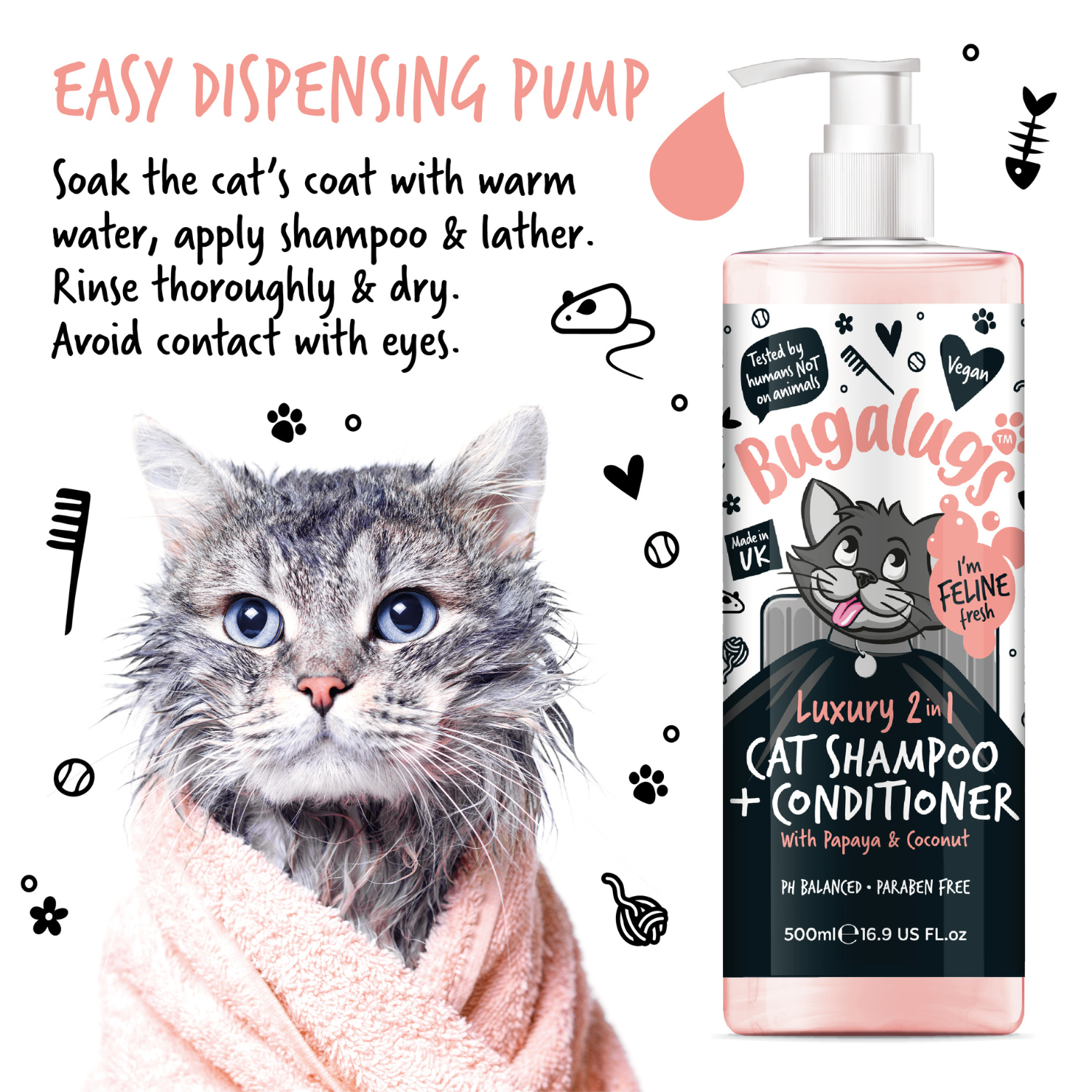 bugalugs-2-in-1-katzenshampoo-conditioner-papaya-kokosnuss-luxuri-se-pflegew-sch image 4