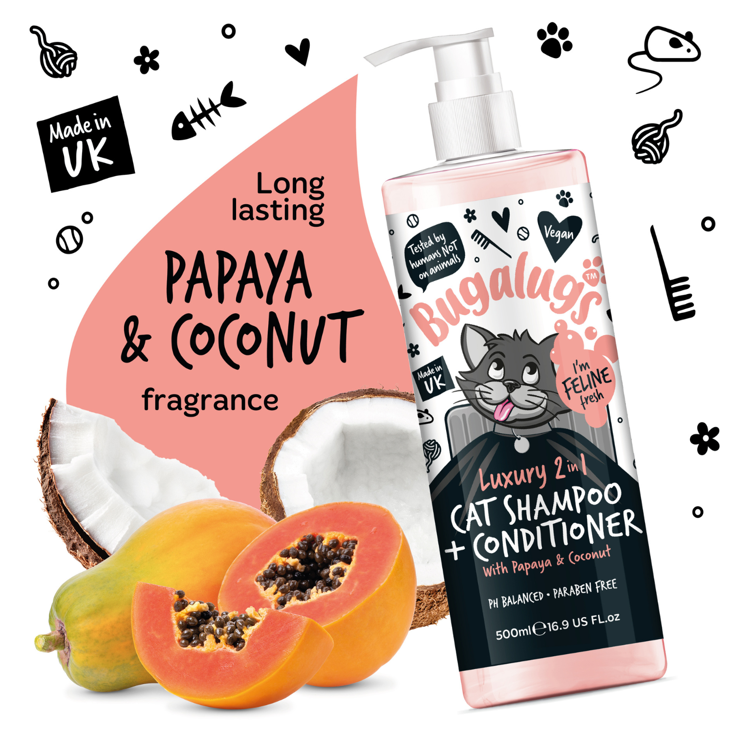 bugalugs-2-in-1-katzenshampoo-conditioner-papaya-kokosnuss-luxuri-se-pflegew-sch image 2