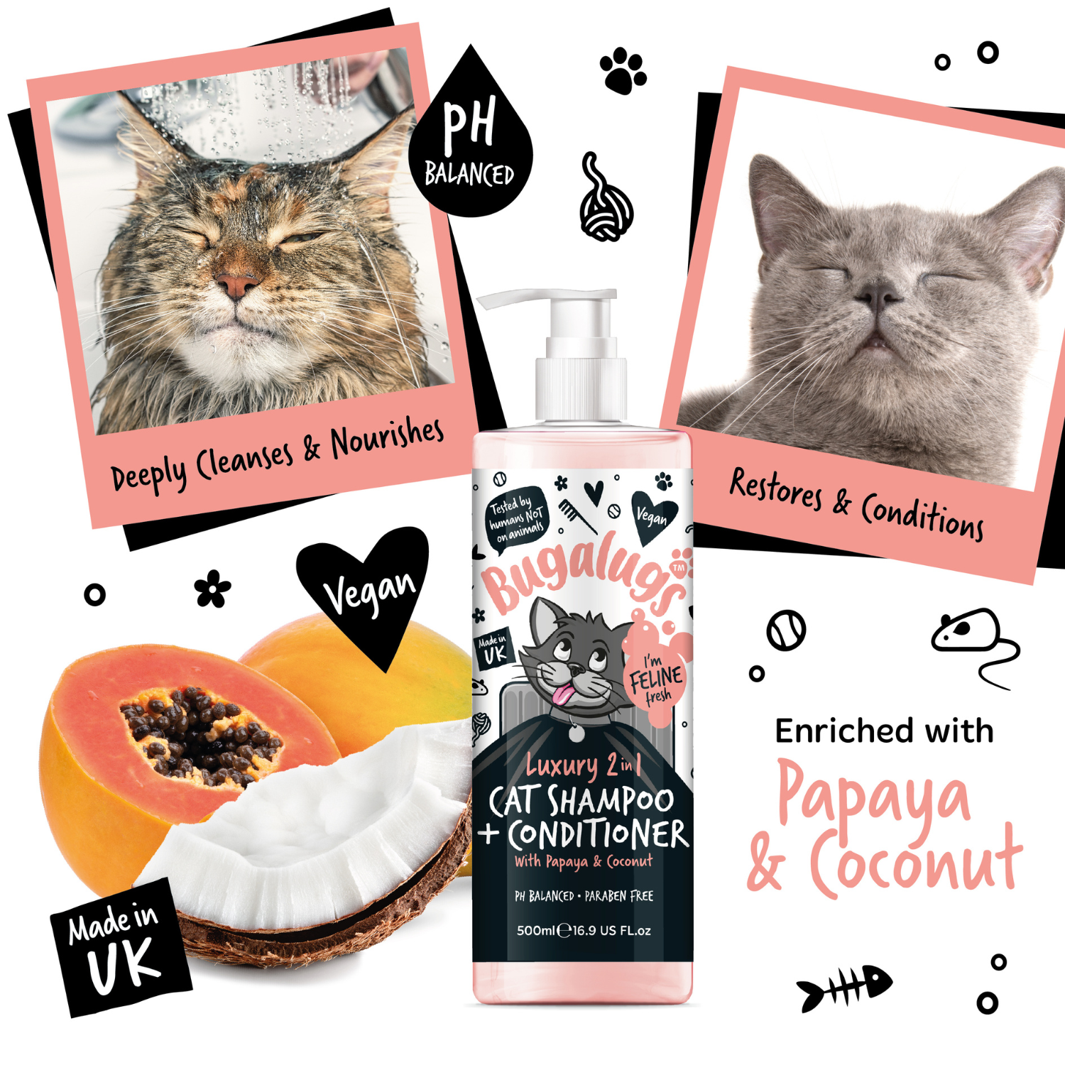 bugalugs-2-in-1-katzenshampoo-conditioner-papaya-kokosnuss-luxuri-se-pflegew-sch image 6