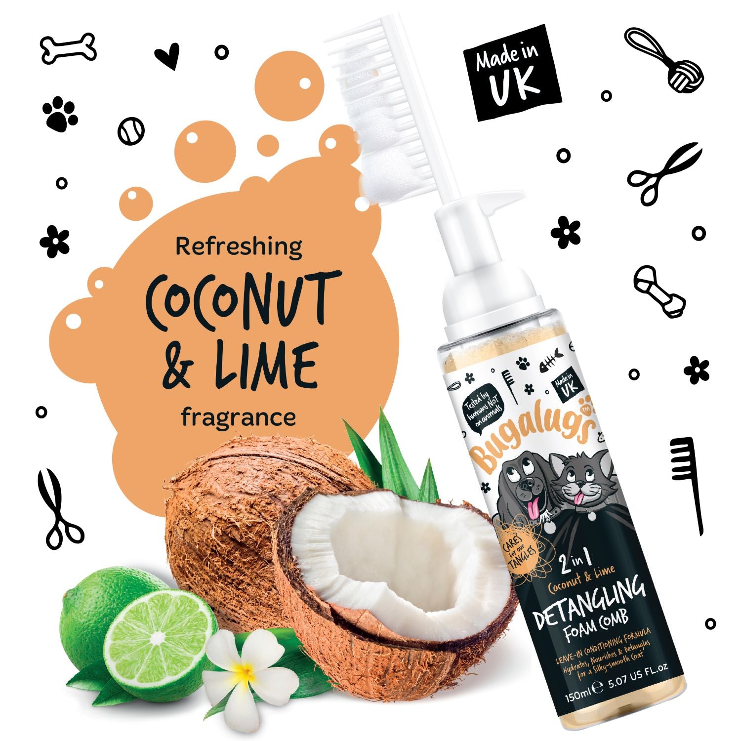 bugalugs-coconut-lime-2-in-1-entwirrungs-schaumkamm-mit-leave-in-conditioner-f-r image 2