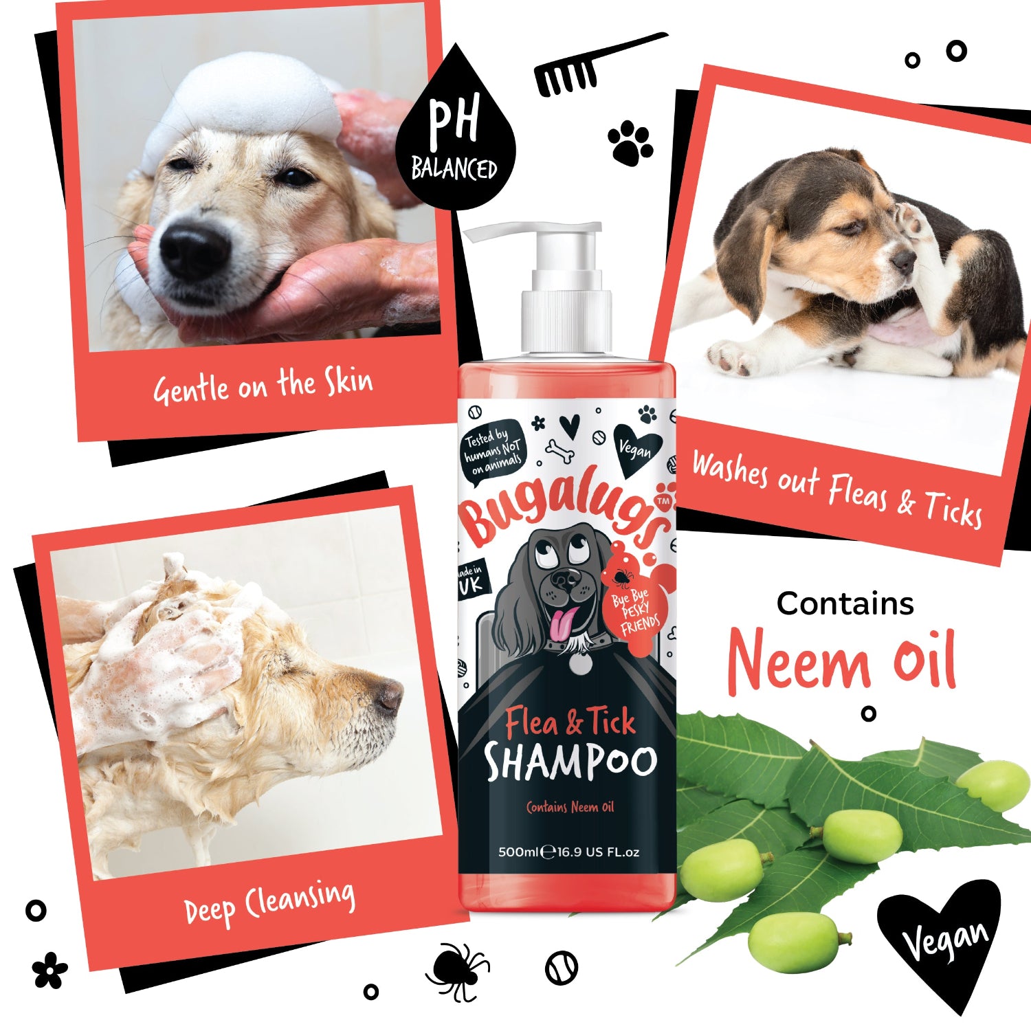 bugalugs-floh-zeckenshampoo-mit-neem-l-f-r-hunde-und-welpen image 7