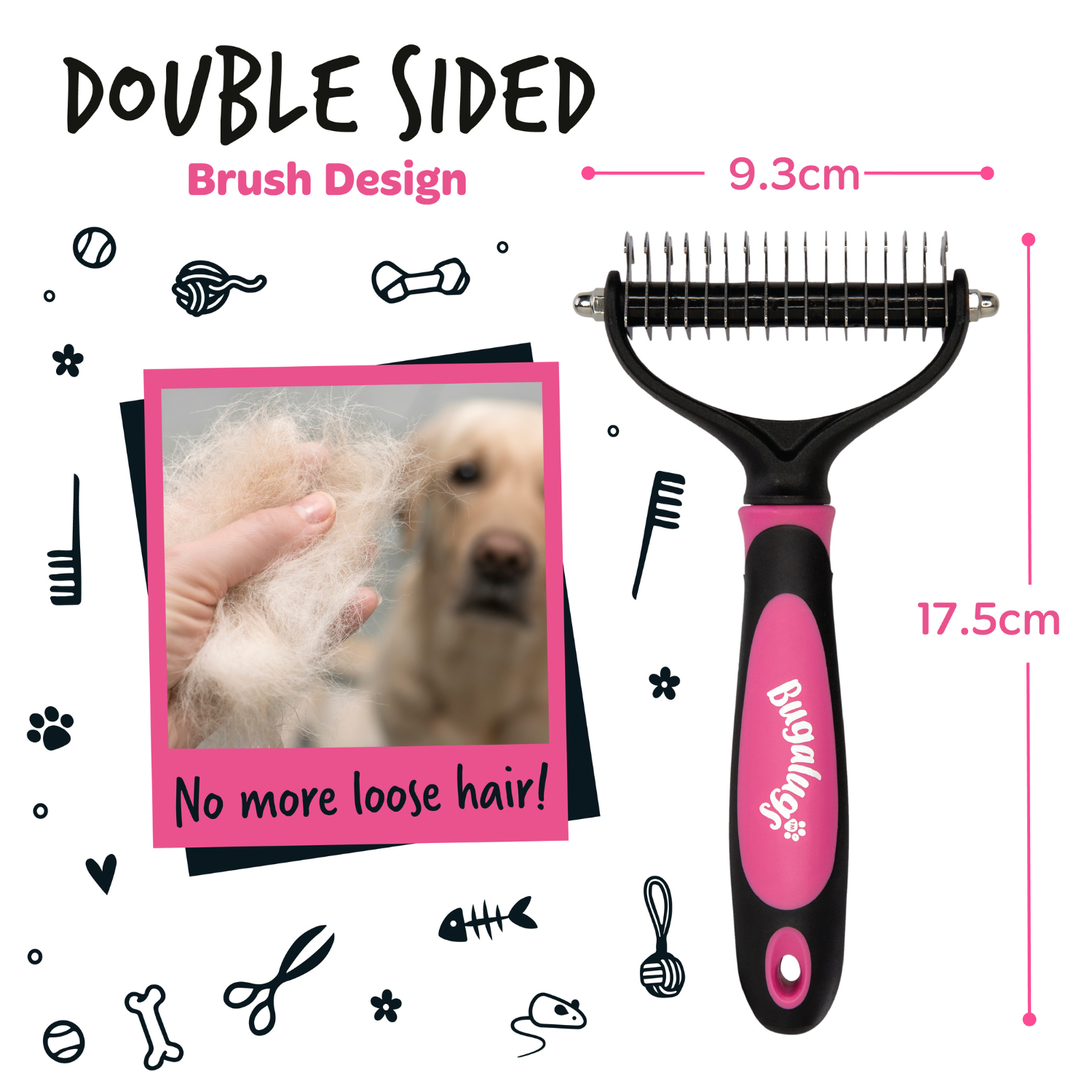 bugalugs-dematting-rake-double-sided-grooming-comb-doppelseitiger-entfilzungs-un image 6