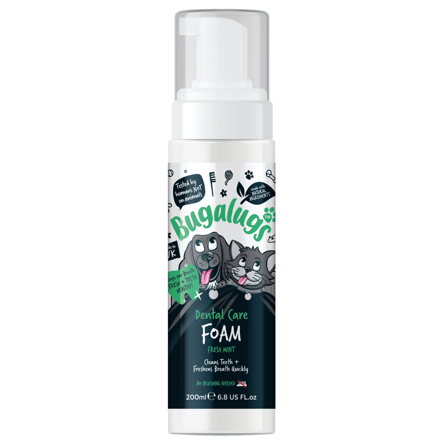 bugalugs-dental-care-foam-zahnpflegeschaum-ohne-b-rsten-f-r-hunde-katzen-fresh-m image 1