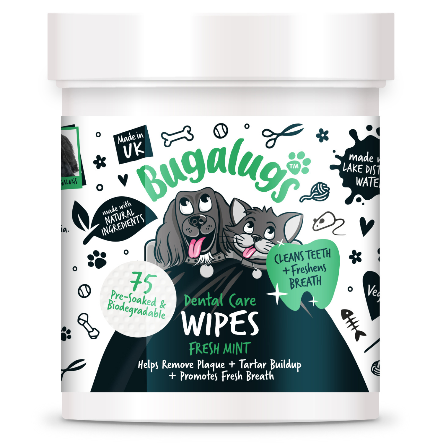 bugalugs-dental-care-wipes-fresh-mint-75-zahnfleget-cher-f-r-hunde-katzen image 1