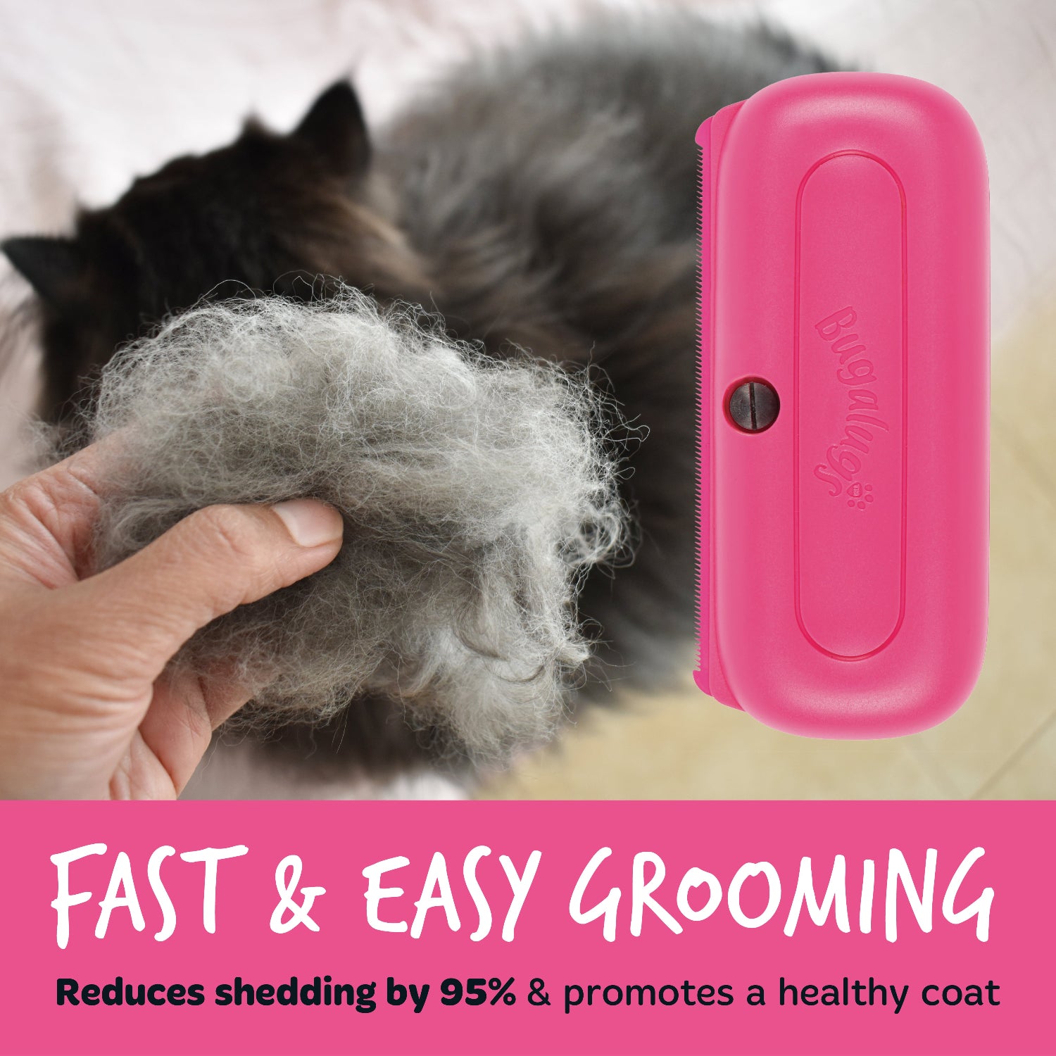 bugalugs-pink-deshedding-brush-unterwollb-rste-f-r-hunde-katzen-pferde-kleintier image 5