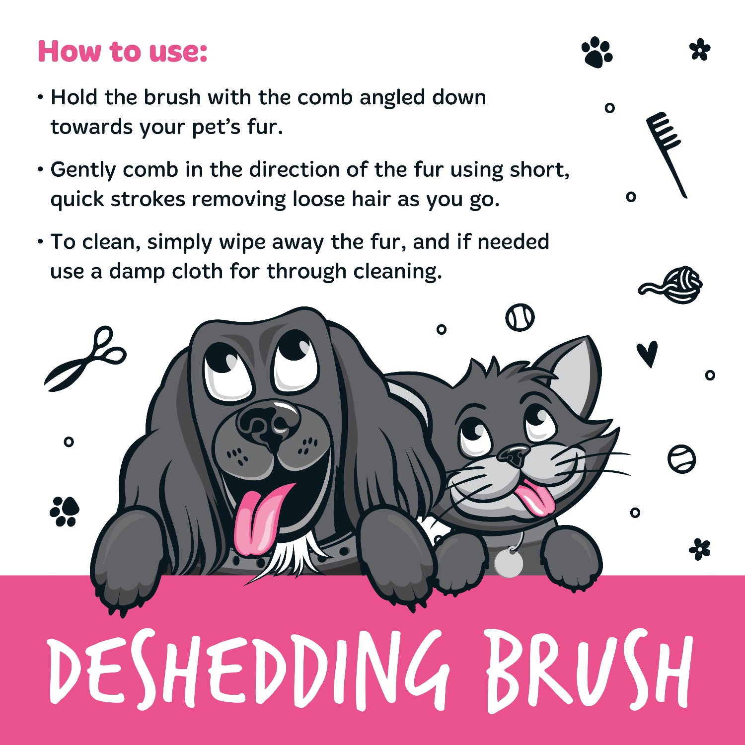 bugalugs-pink-deshedding-brush-unterwollb-rste-f-r-hunde-katzen-pferde-kleintier image 6