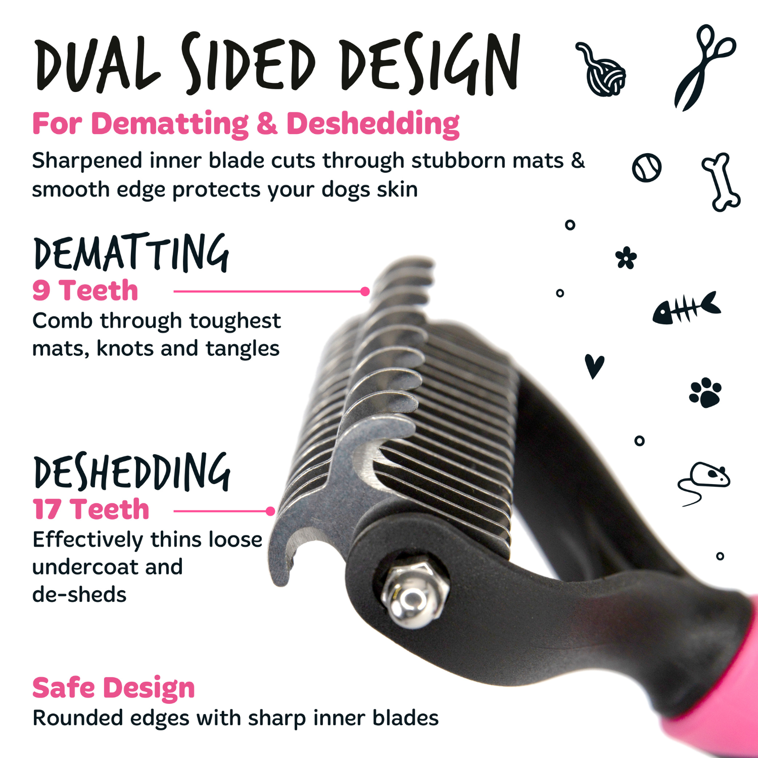 bugalugs-dematting-rake-double-sided-grooming-comb-doppelseitiger-entfilzungs-un image 3