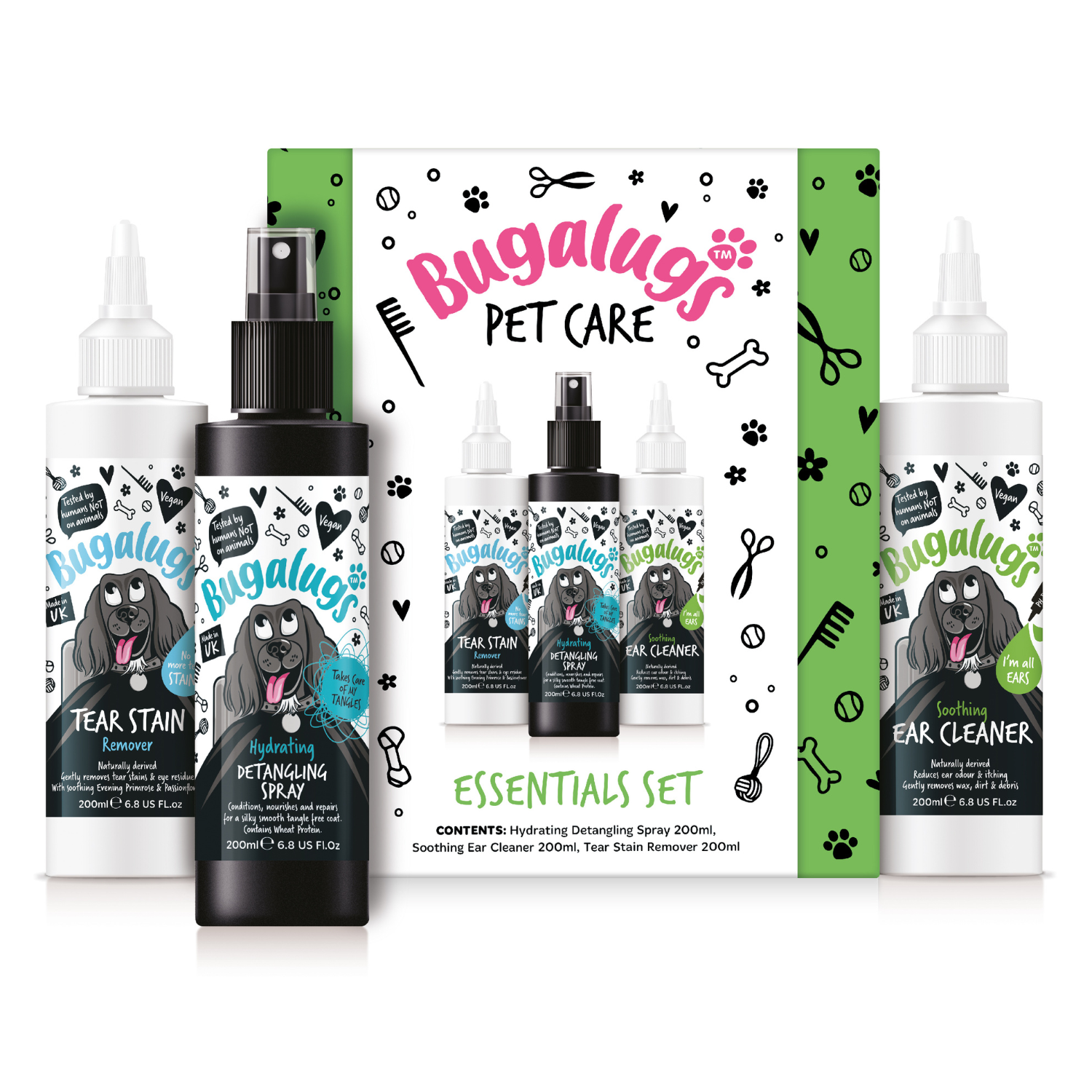 bugalugs-essentials-gift-set-3er-bundle-detangling-spray-ohrenreiniger-tr-nenfle image 2