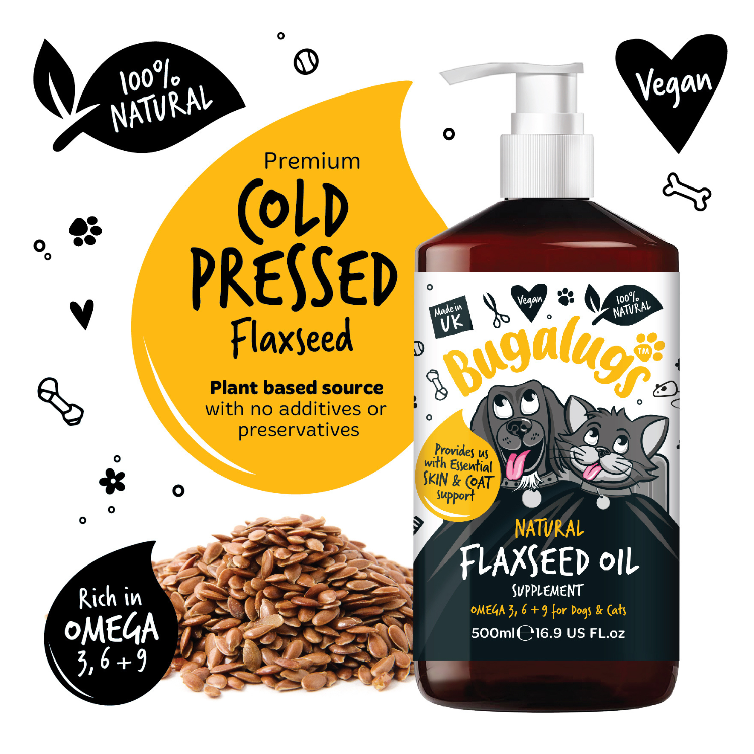 bugalugs-natural-flaxseed-oil-supplement-lein-l-beifutter-mit-omega-3-6-9-f-r-hu image 2