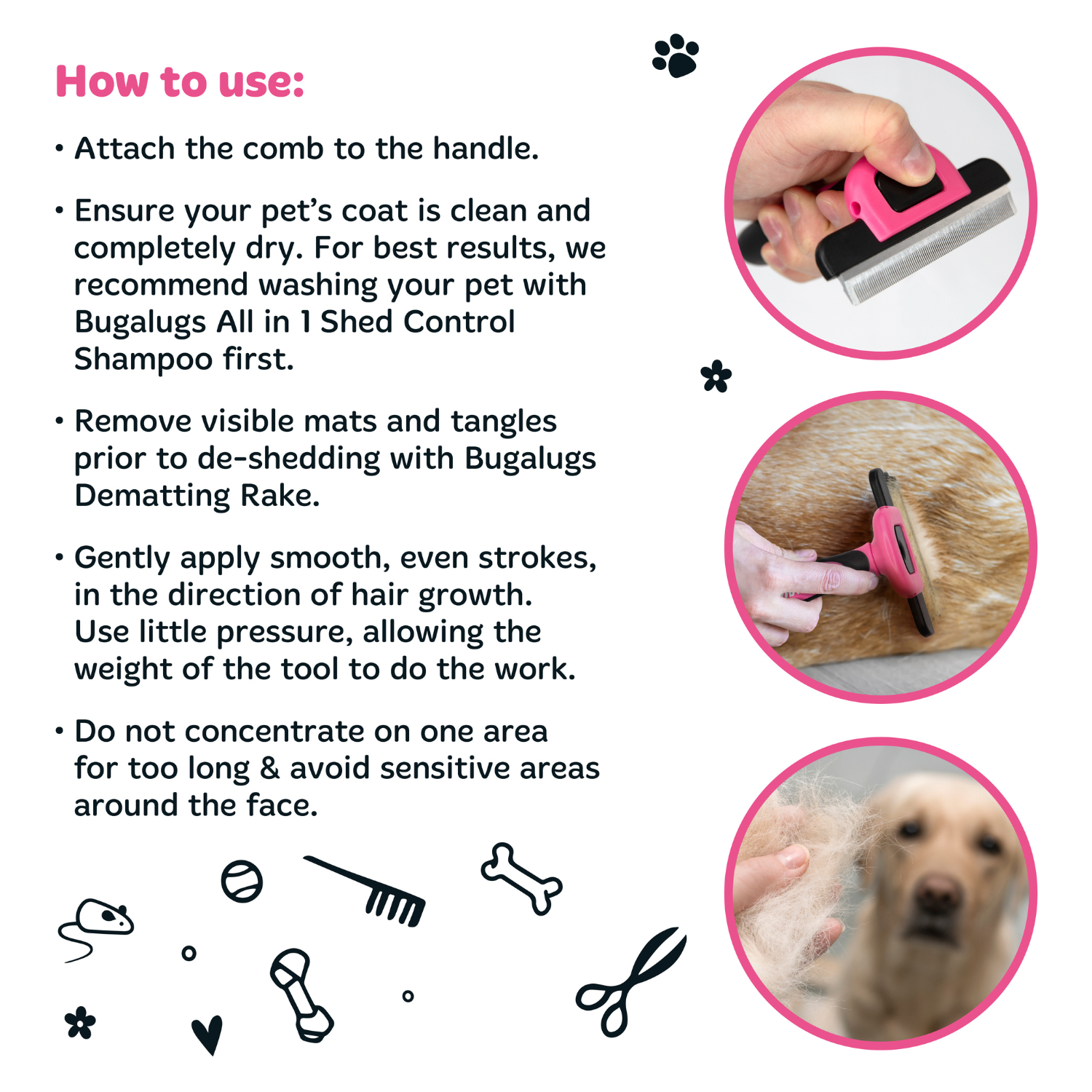 bugalugs-deshedding-comb-enthaarungskamm-gegen-unterwolle-f-r-hunde-katzen-pferd image 7