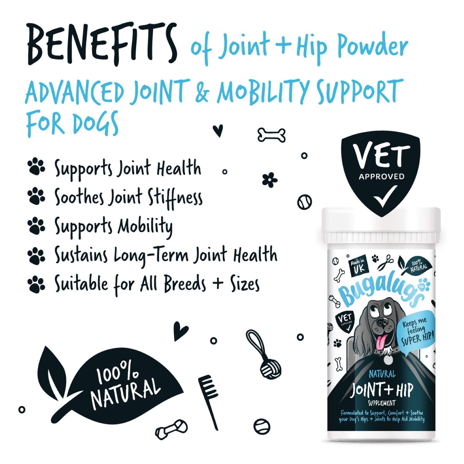 bugalugs-natural-joint-hip-gelenk-pulver-f-r-hunde-80-g-100-nat-rliches-mobility image 3