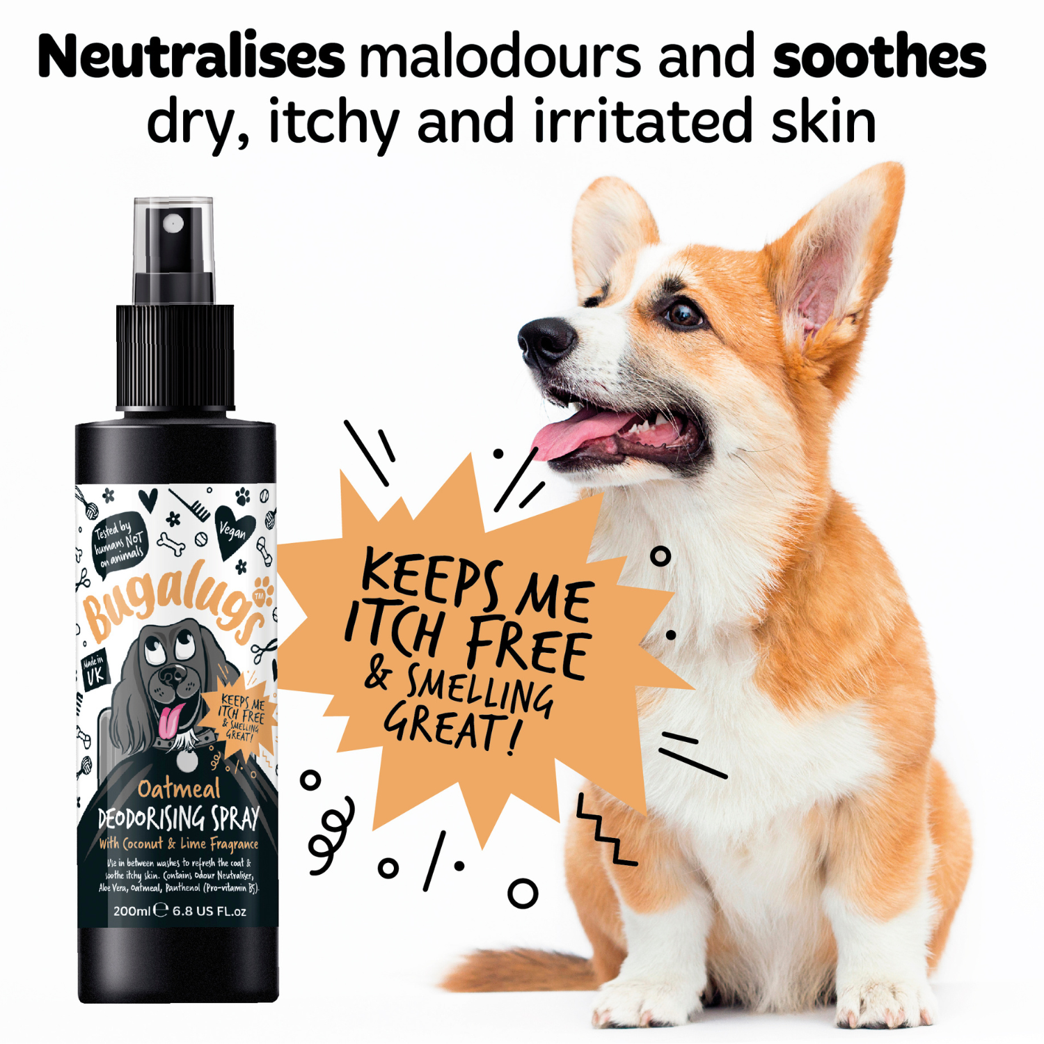 bugalugs-oatmeal-deodorising-spray-f-r-hunde-hafer-kolloidal-haferflocken-deo-sp image 3