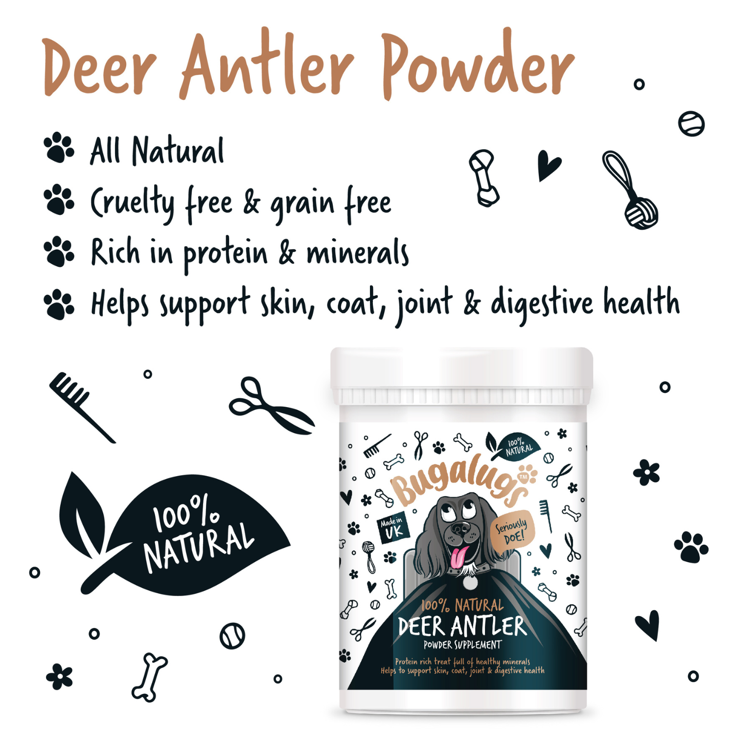 bugalugs-natural-deer-antler-supplement-powder-100-nat-rliches-hirschhornpulver- image 2