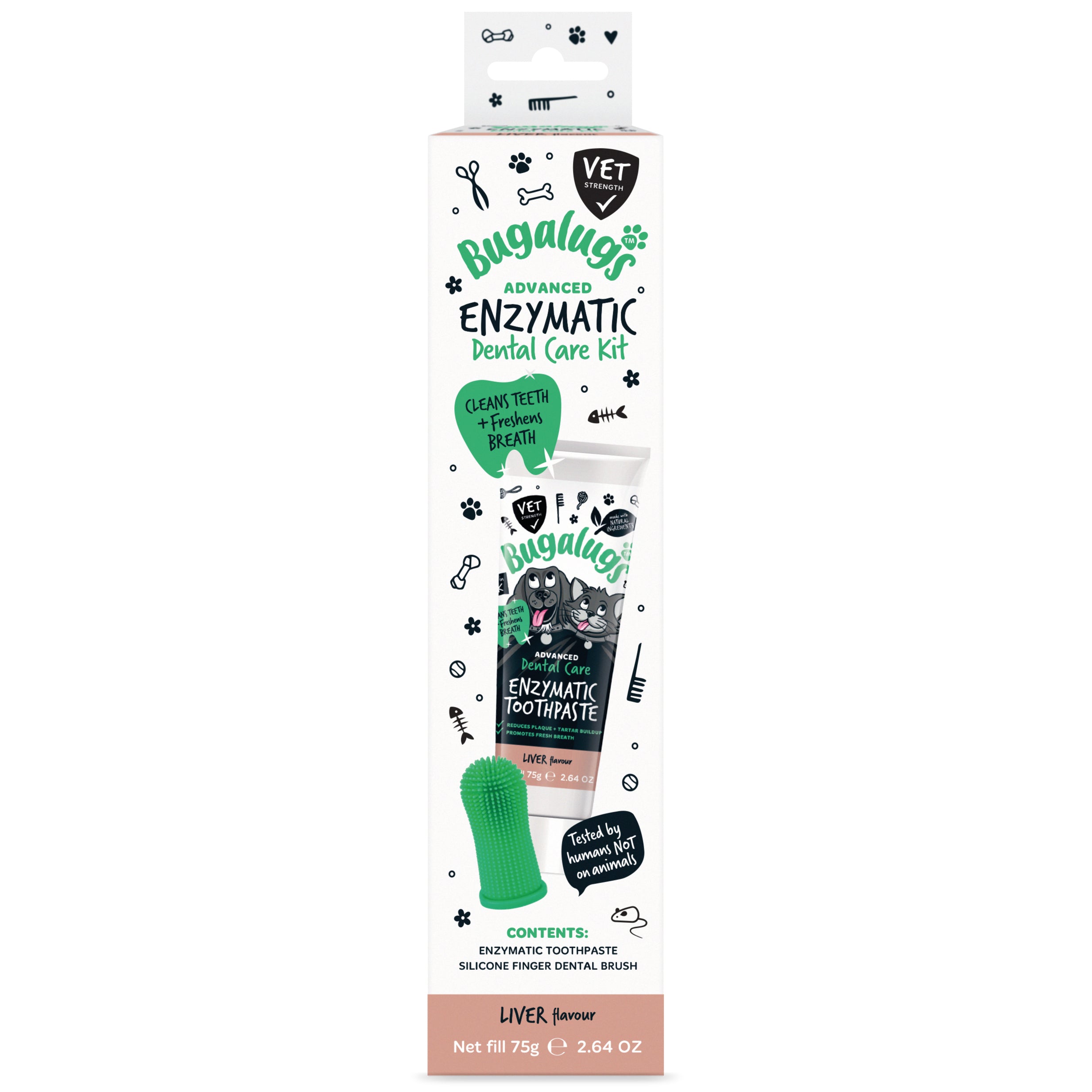 bugalugs-dental-care-kit-f-r-hunde-katzen-enzymatische-zahnpasta-leber-mit-finge image 1
