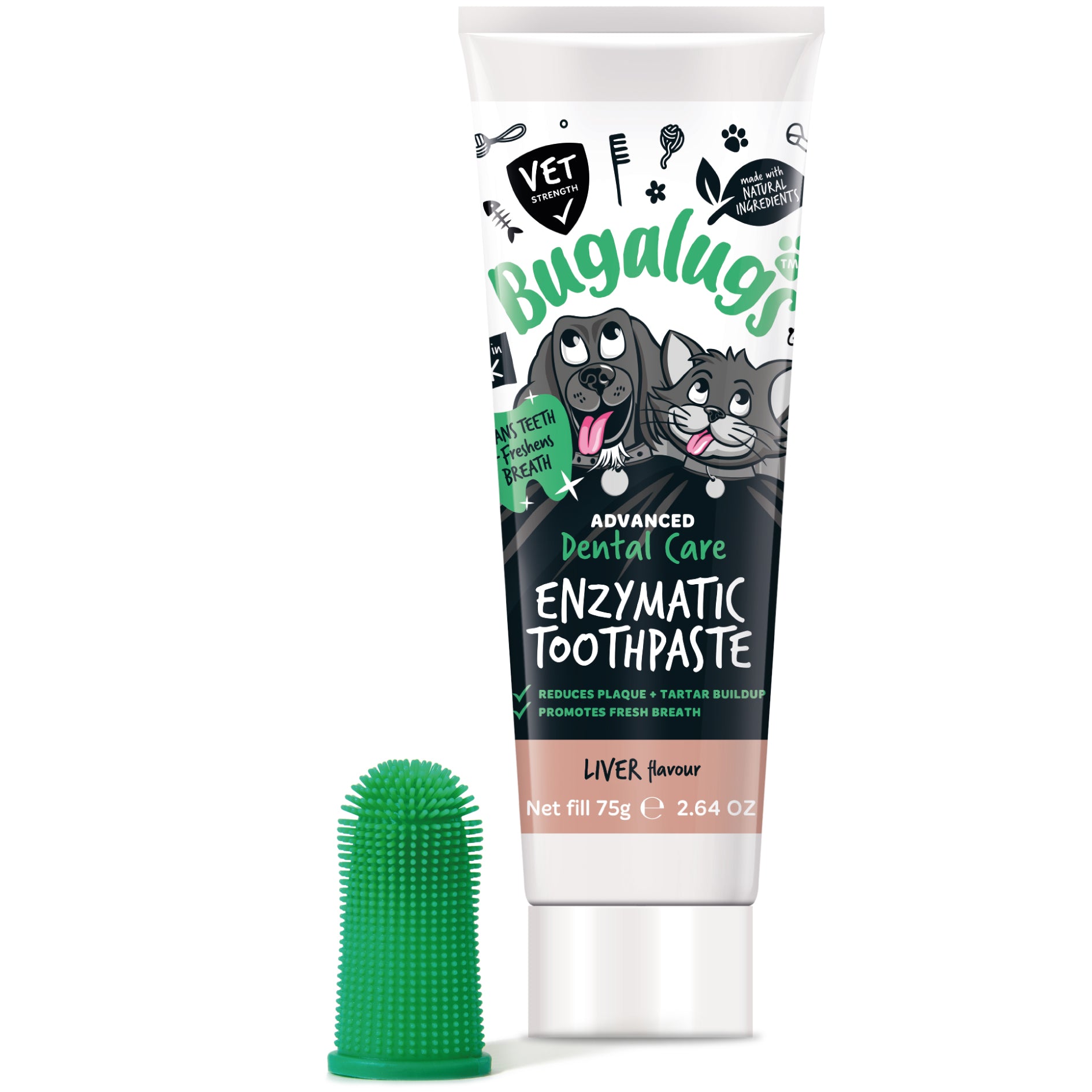 bugalugs-dental-care-kit-f-r-hunde-katzen-enzymatische-zahnpasta-leber-mit-finge image 2