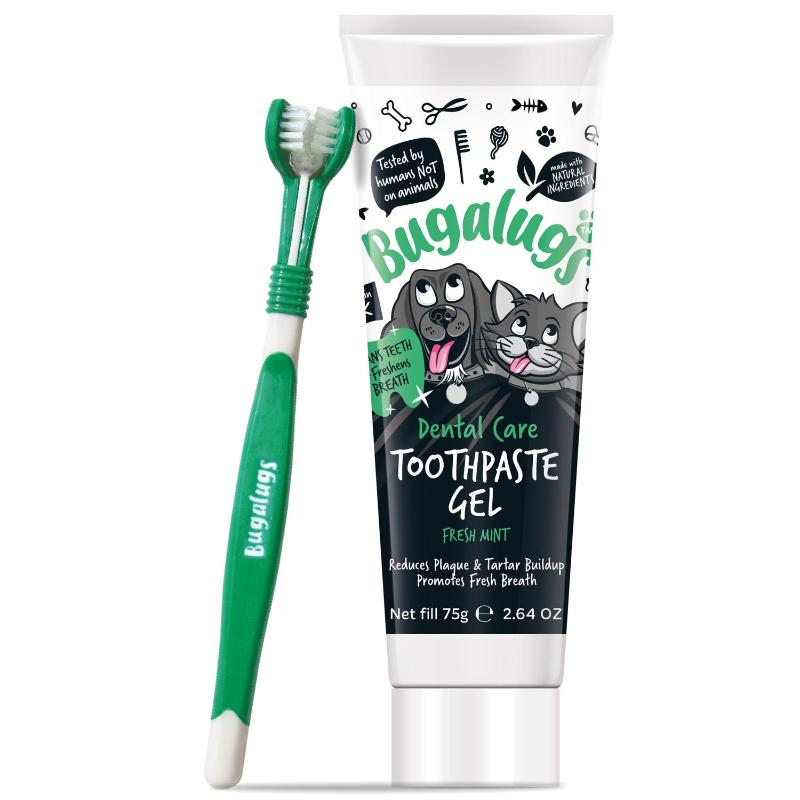 bugalugs-dental-care-kit-zahnpasta-gel-triple-headed-toothbrush-f-r-hunde-katzen image 2