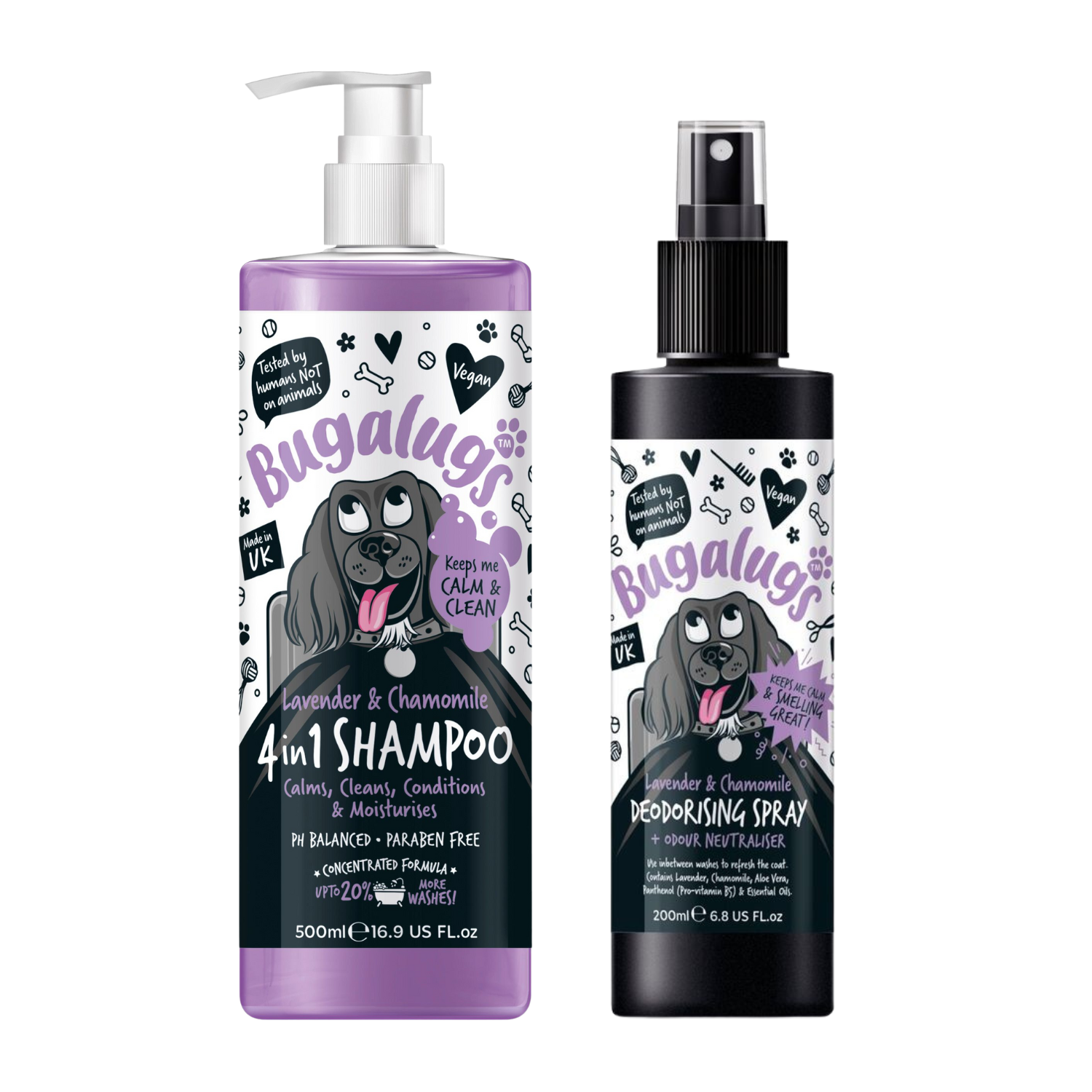 bugalugs-lavender-chamomile-calming-shampoo-deodorising-spray-duo-f-r-hunde image 1