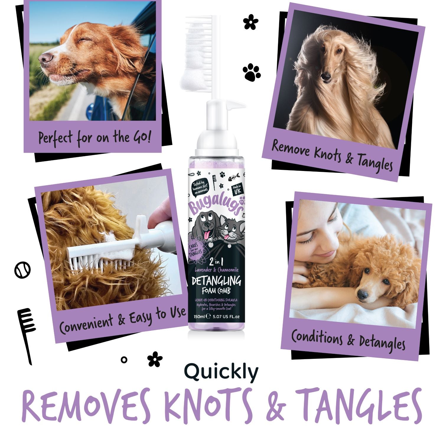 bugalugs-lavendel-kamille-2-in-1-entwirr-schaumkamm-f-r-hunde-katzen-leave-in-pf image 8