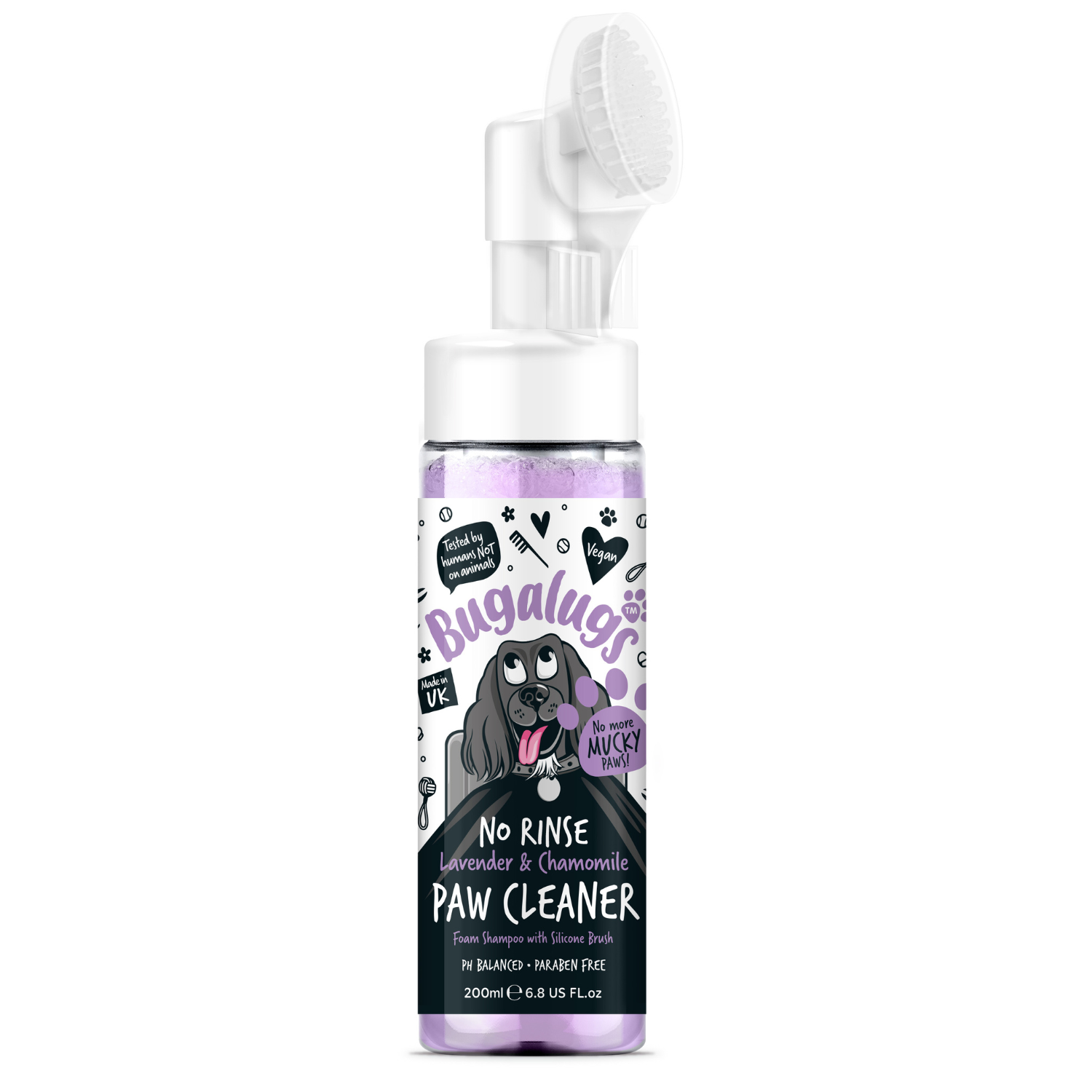 bugalugs-lavendel-kamille-no-rinse-pfotenreiniger-f-r-hunde-katzen-mit-silikon-b image 1