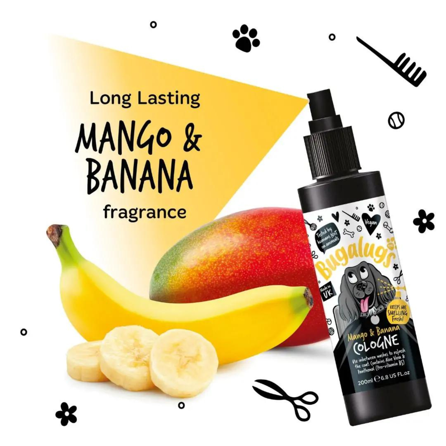 bugalugs-mango-banana-dog-cologne-hundeparfum-deo-spray-mit-aloe-vera-und-pro-vi image 2