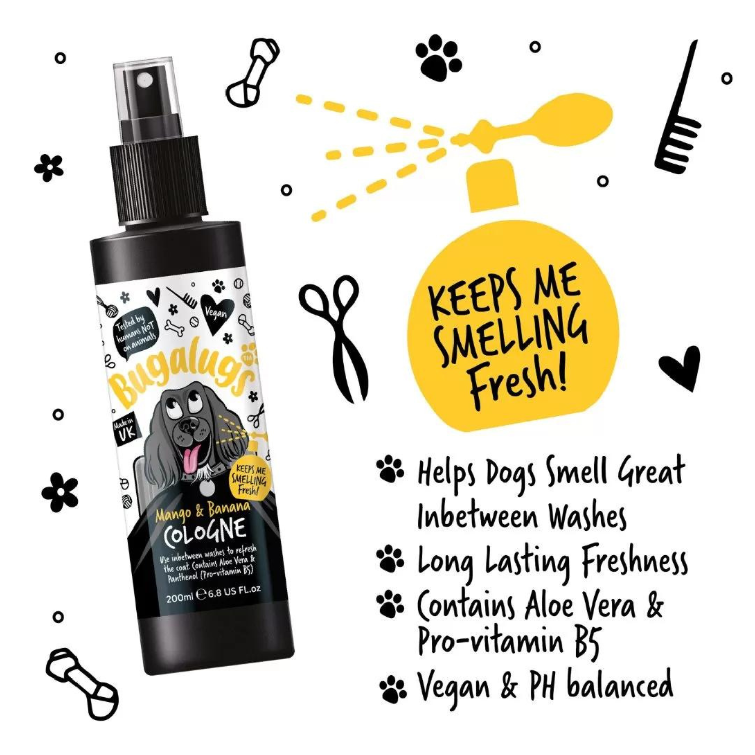 bugalugs-mango-banana-dog-cologne-hundeparfum-deo-spray-mit-aloe-vera-und-pro-vi image 3