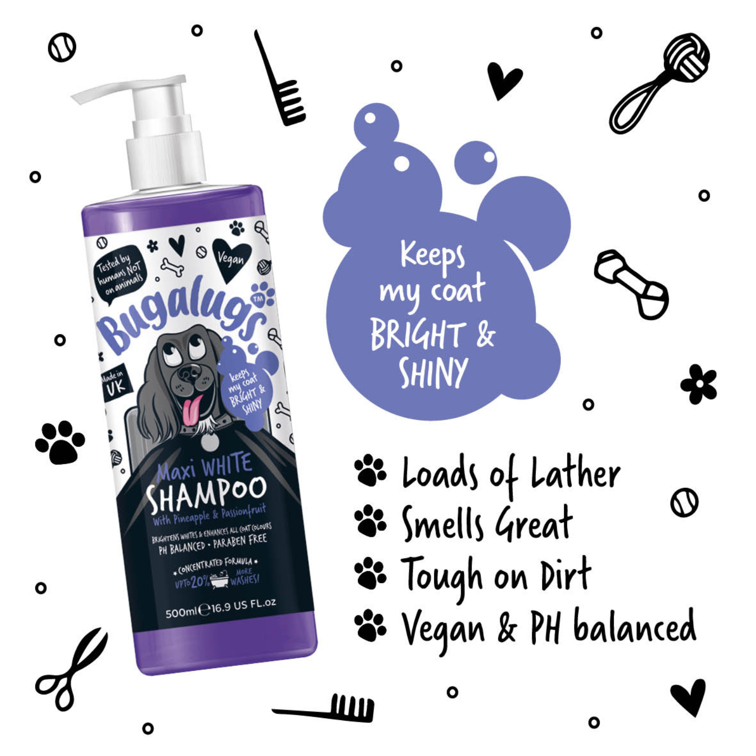 bugalugs-maxi-white-whitening-dog-shampoo-aufhell-shampoo-mit-ananas-maracuja-f- image 3