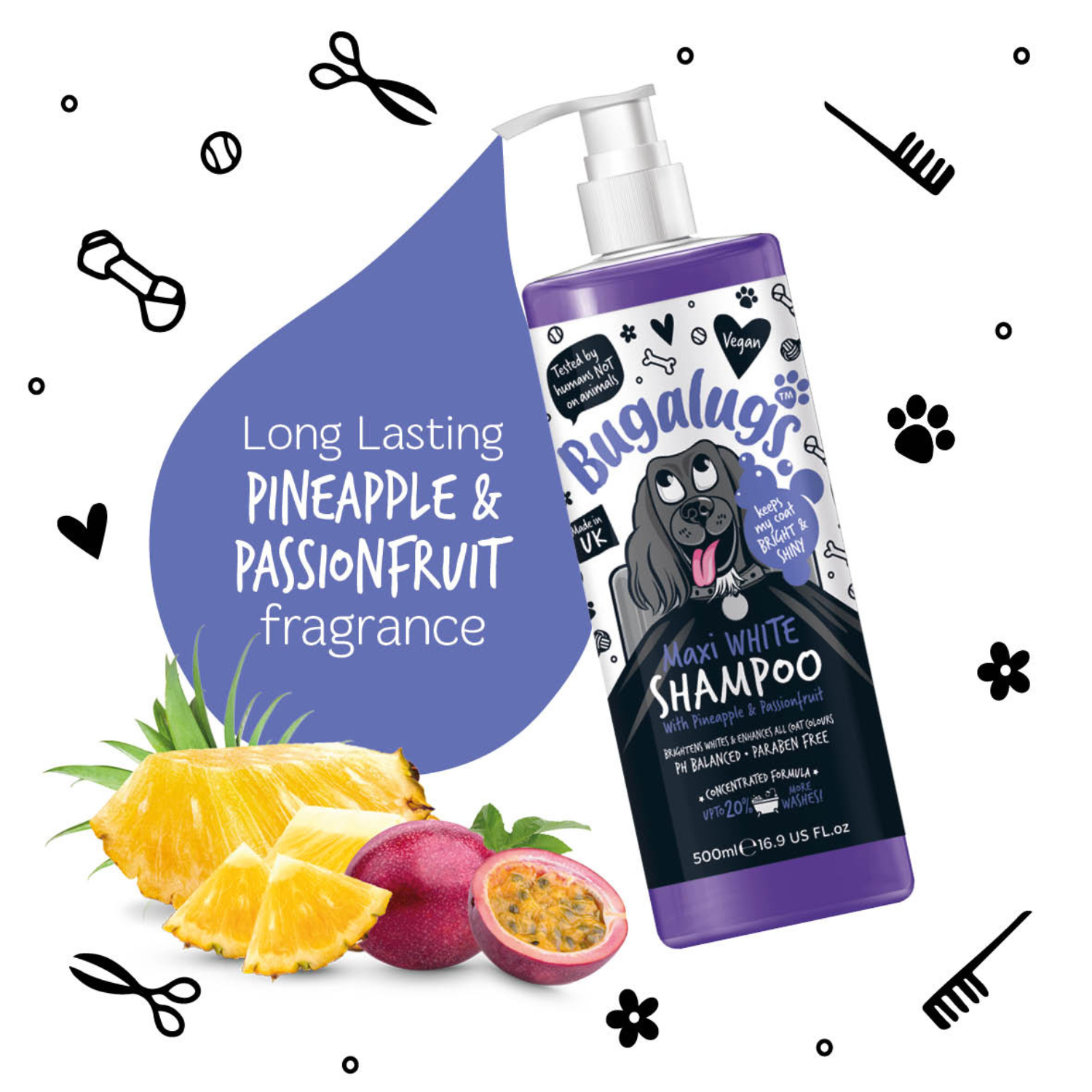 bugalugs-maxi-white-whitening-dog-shampoo-aufhell-shampoo-mit-ananas-maracuja-f- image 2