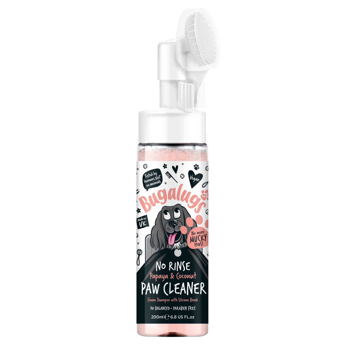 bugalugs-papaya-coconut-no-rinse-pfotenreiniger-mit-silikonb-rste-f-r-hunde-katz image 1