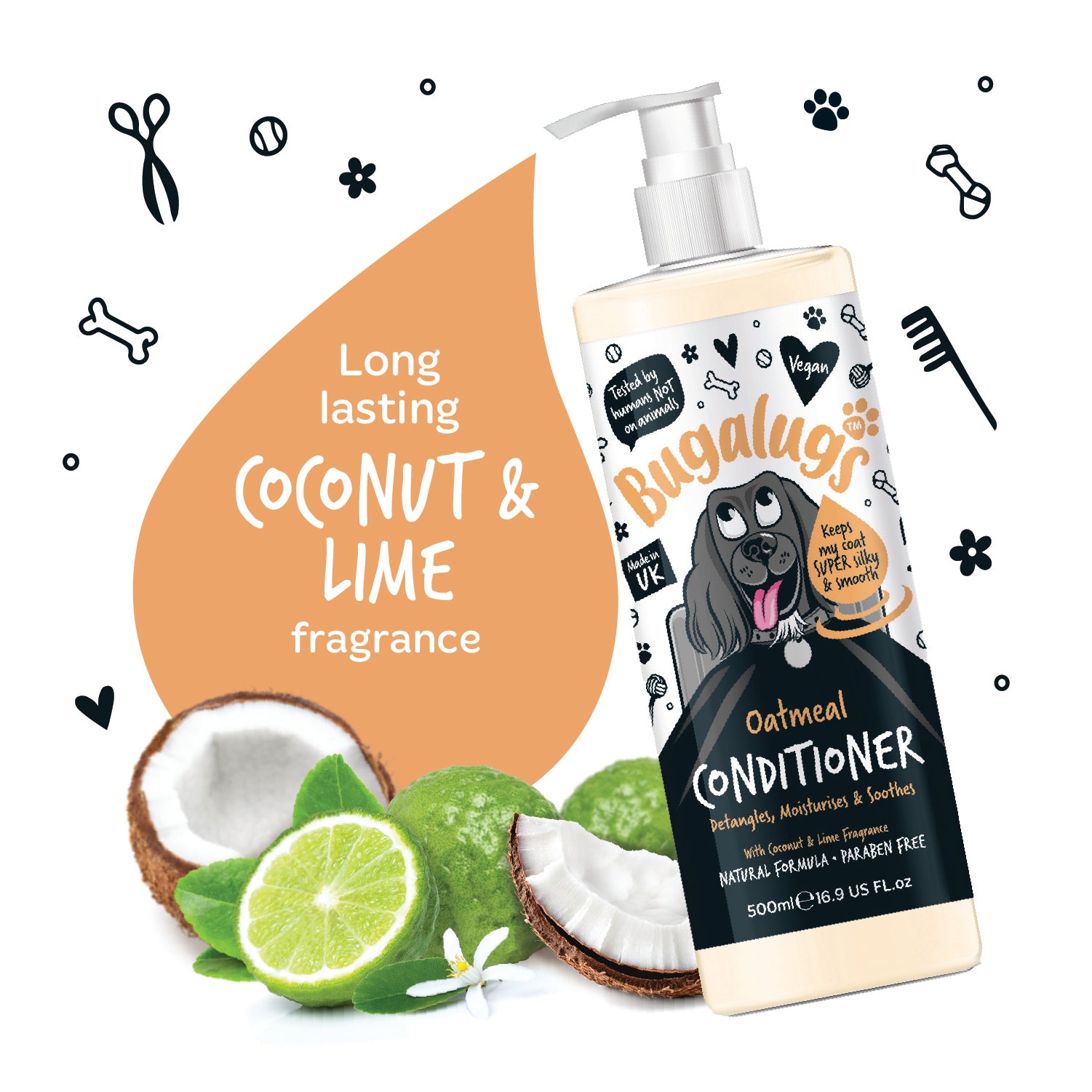 bugalugs-oatmeal-hundesp-lung-mit-kokos-limette-pflegender-conditioner-gegen-ver image 2