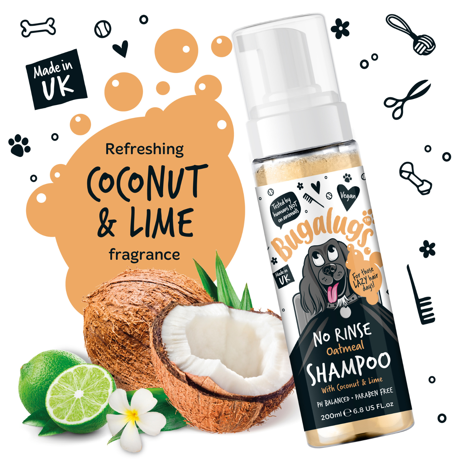 bugalugs-no-rinse-oatmeal-trockenshampoo-f-r-hunde-mit-kokosnuss-limette-wasserl image 2